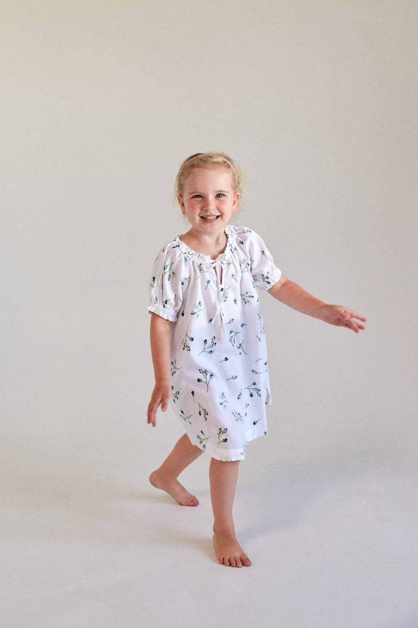 Girls Molly Lounge Dress - Lyocell Linen - Bluebell