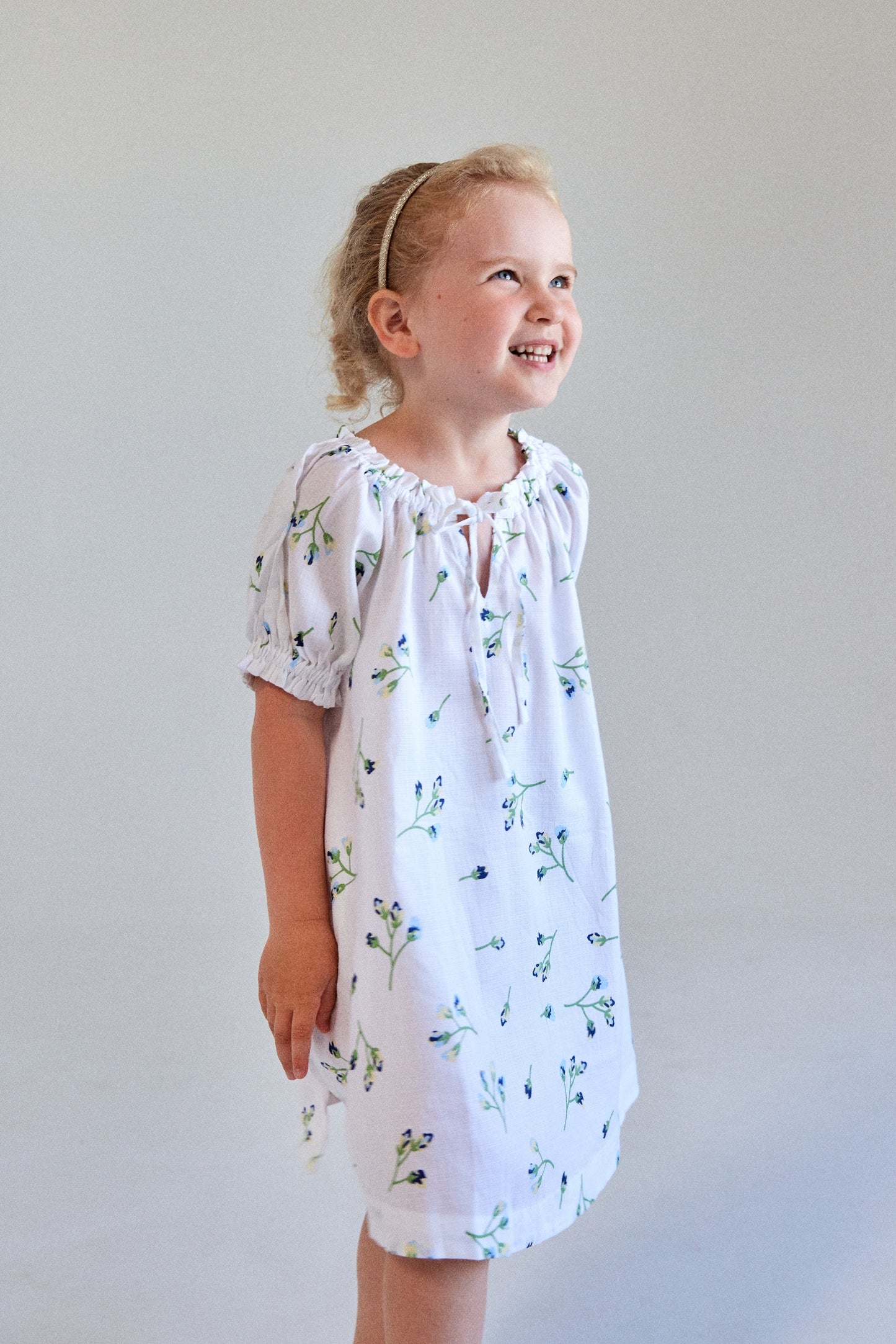 Girls Molly Lounge Dress - Lyocell Linen - Bluebell