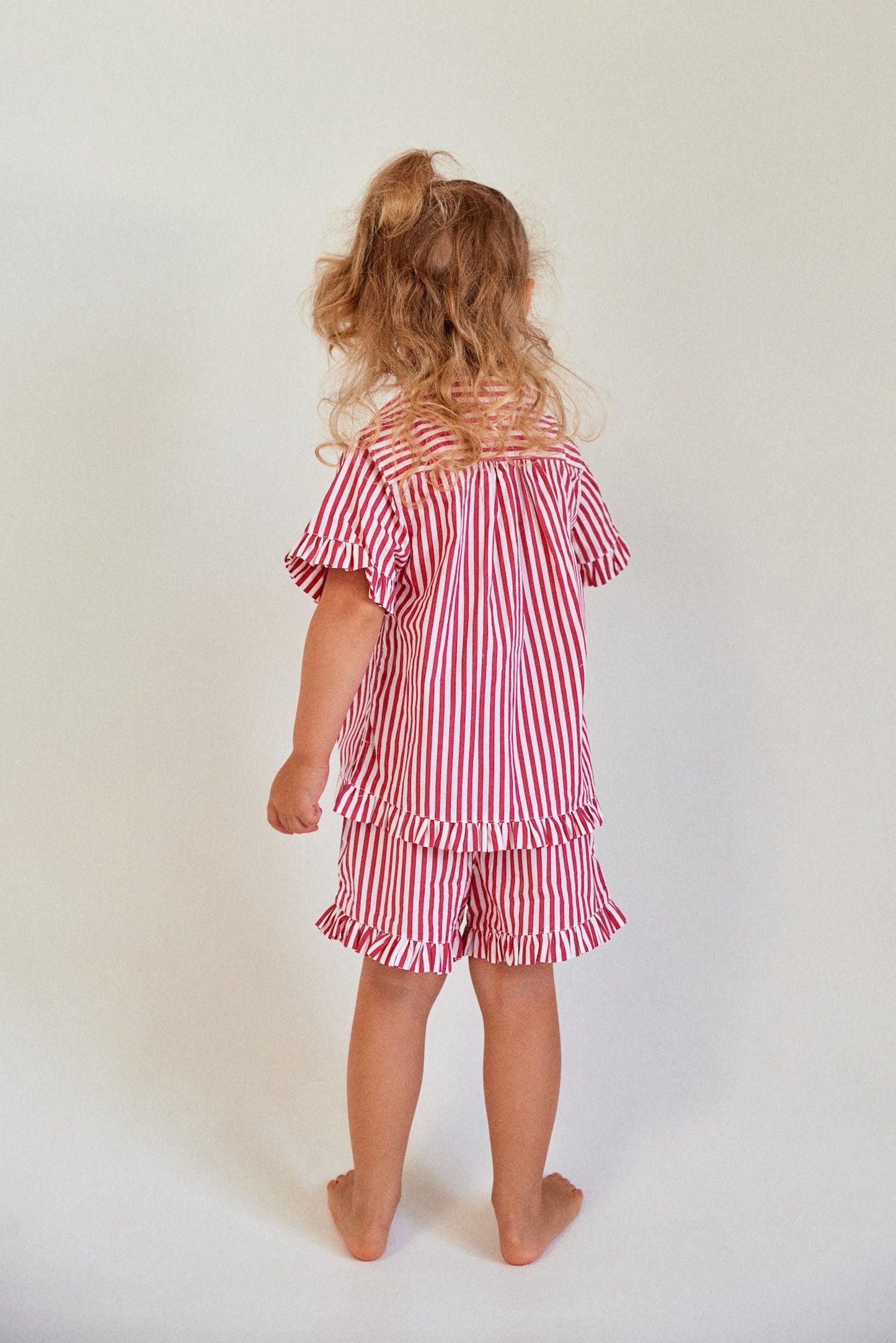 Girls Felicity Frill Set - Pinstripe Cherry