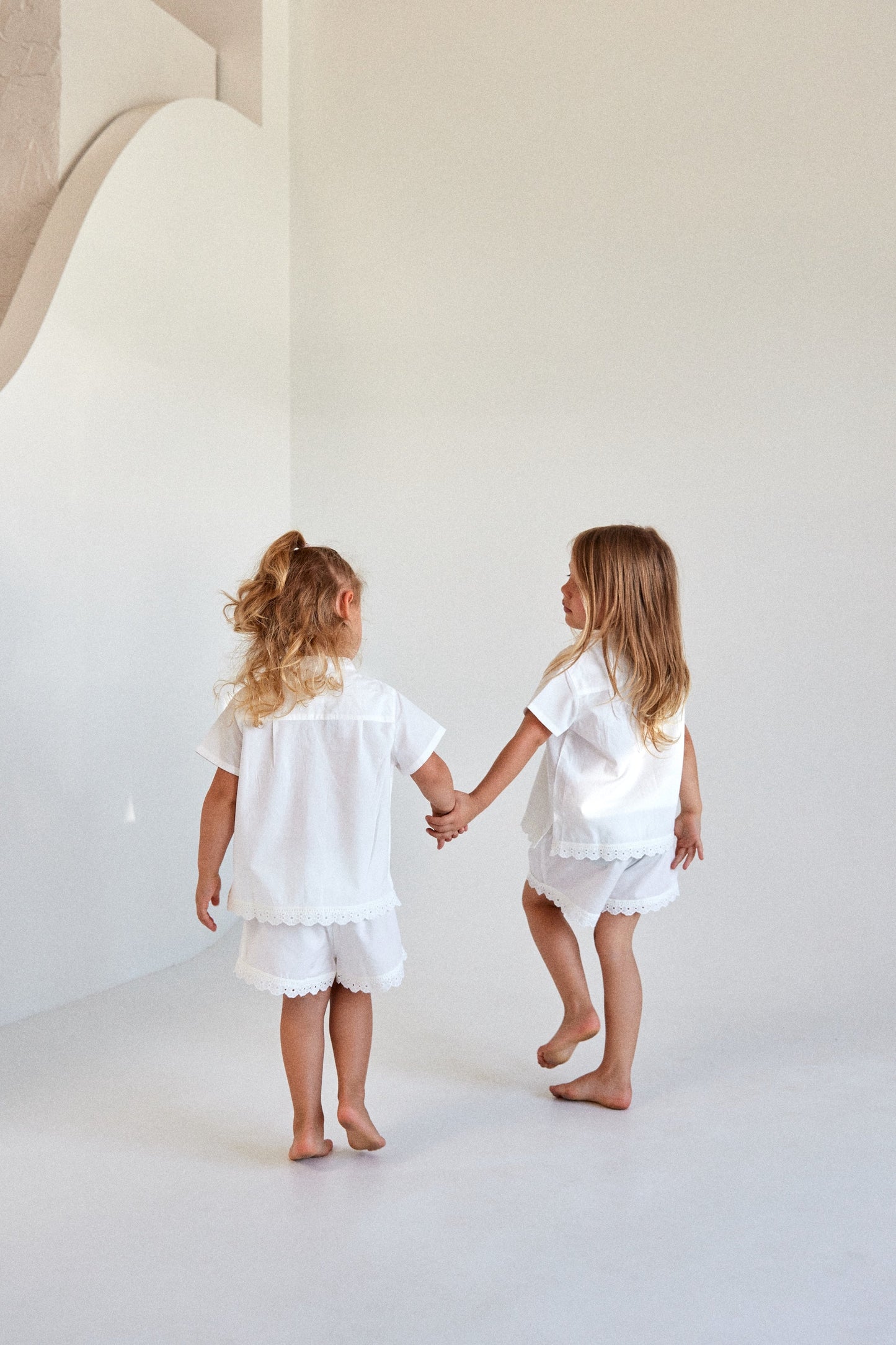 Girls Maggie Pyjama Set - Off White + Daisy Trim