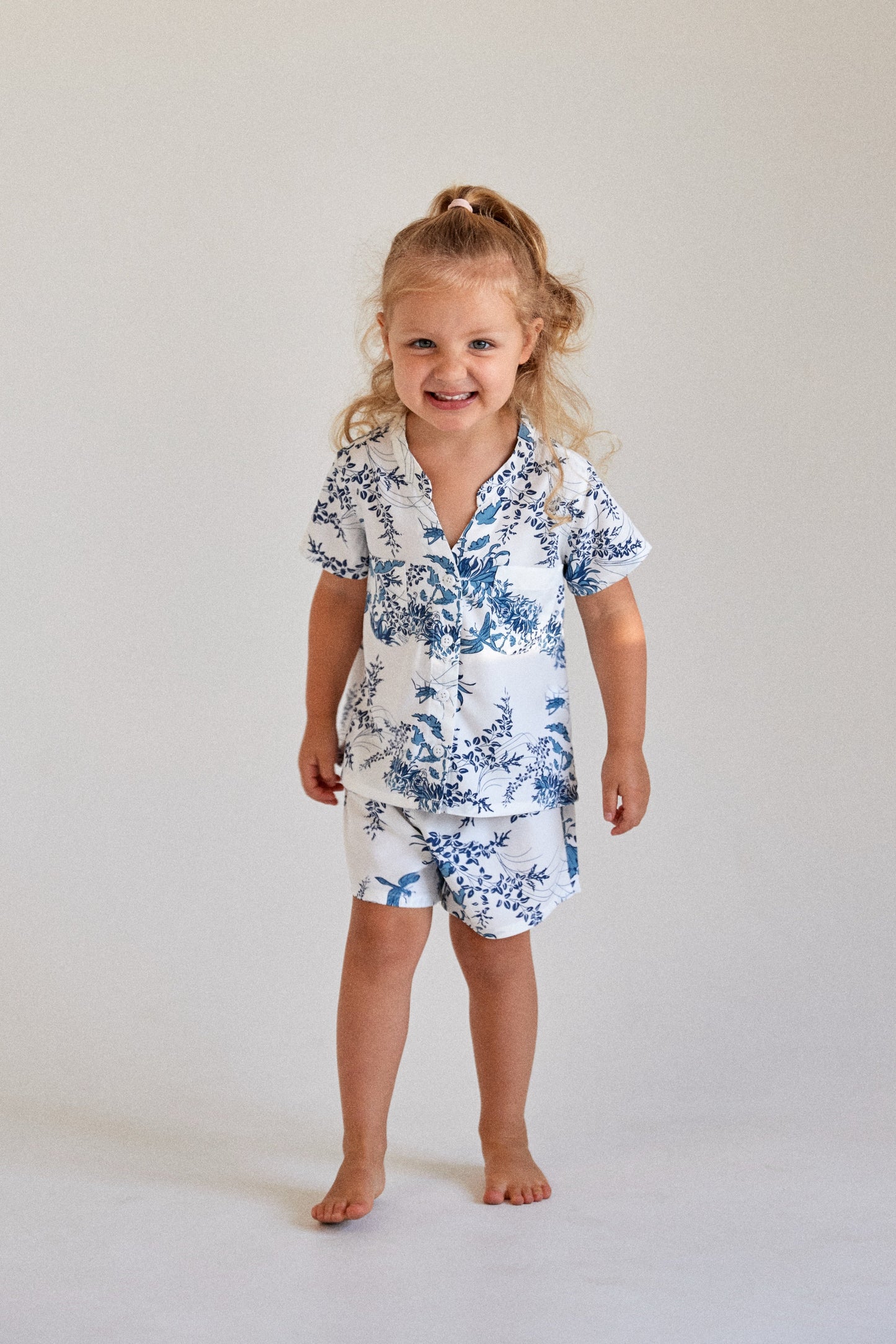 Girls Maggie Pyjama Set - ECOVERO™ - Summer Toile - Aegean Blue