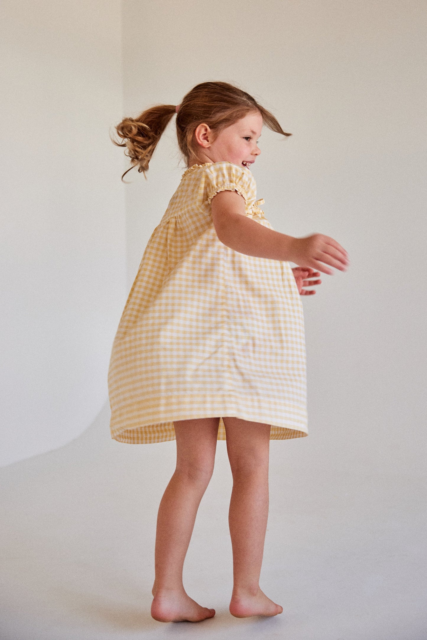 Girls Nightie - Cotton - Gingham Yellow