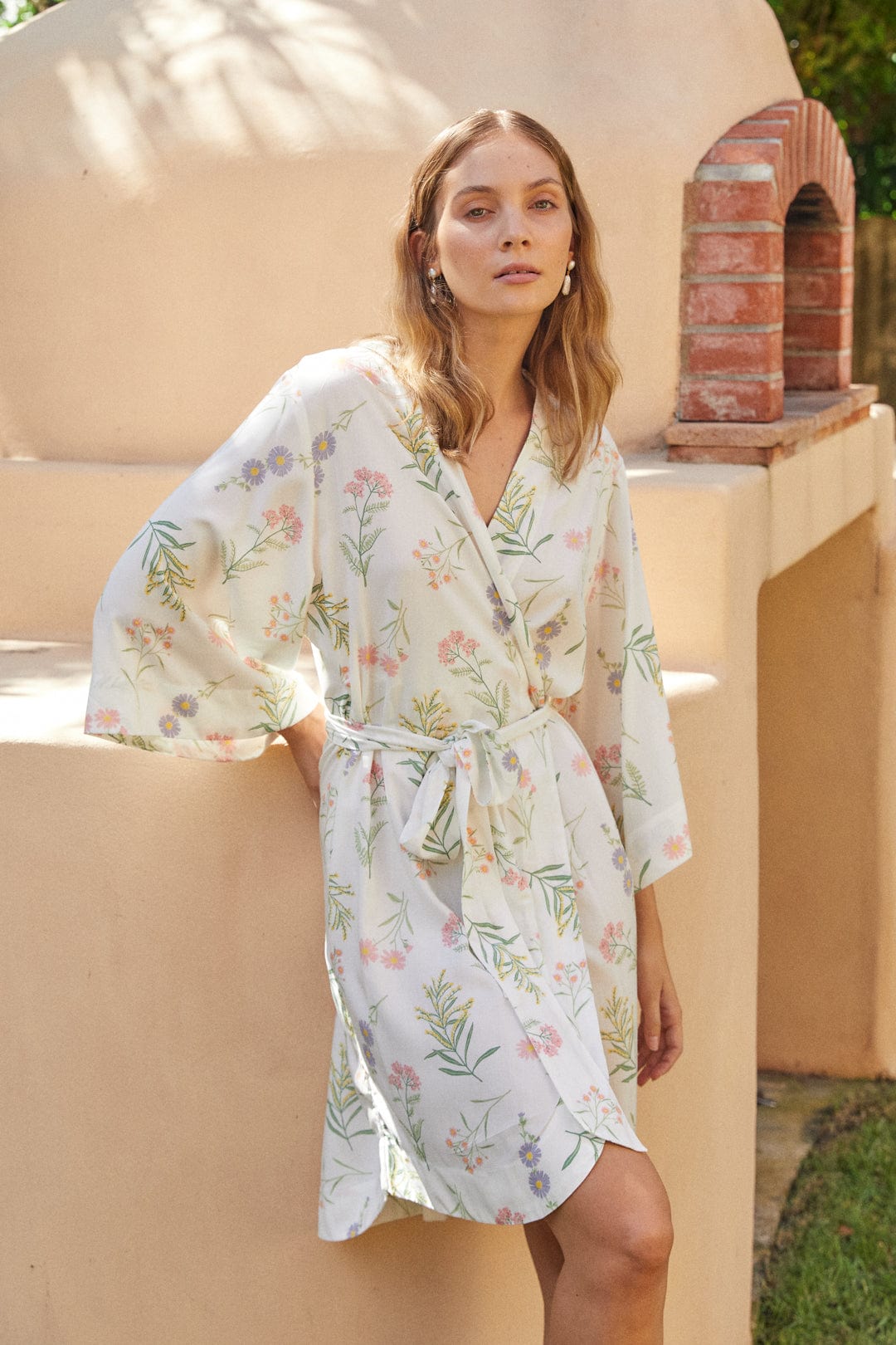Short Kimono Robe - Wild Flower