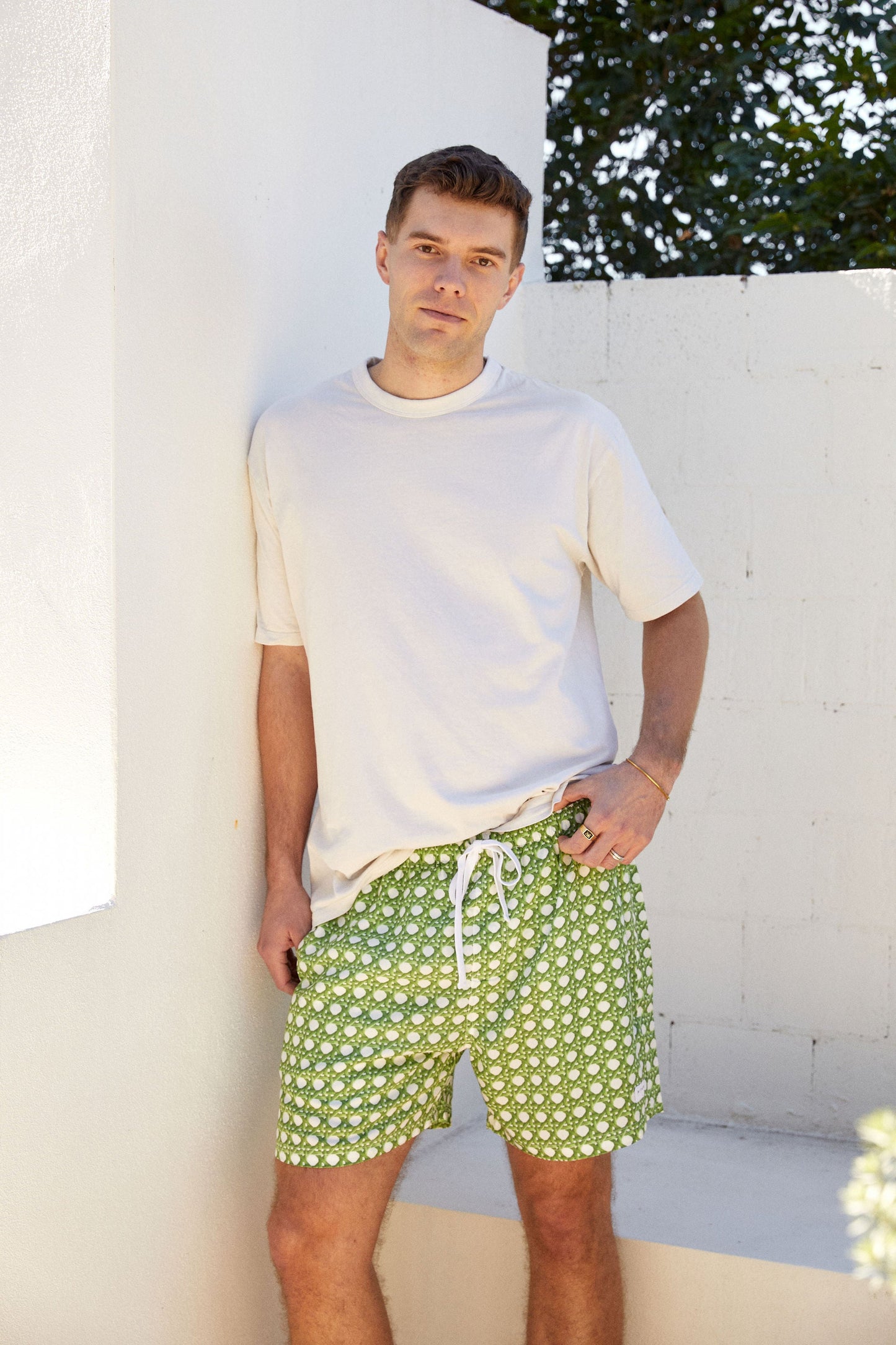 Mens Boxer Shorts - Rattan Green
