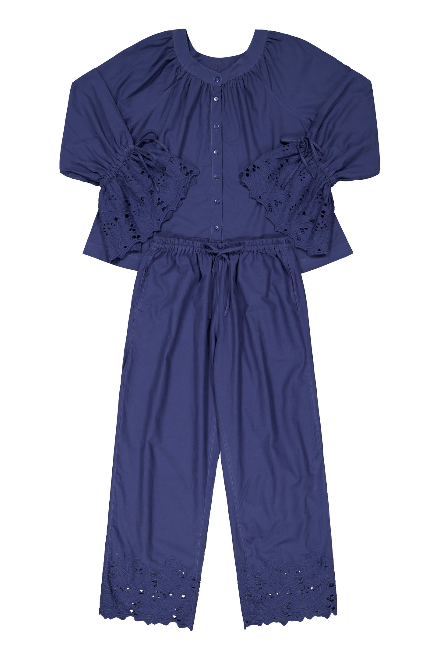 Claire Lounge Set - Cotton Embroidery - Twilight Blue