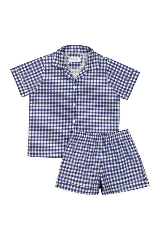 Unisex Children's Sleep Set - Gingham Navy Blue