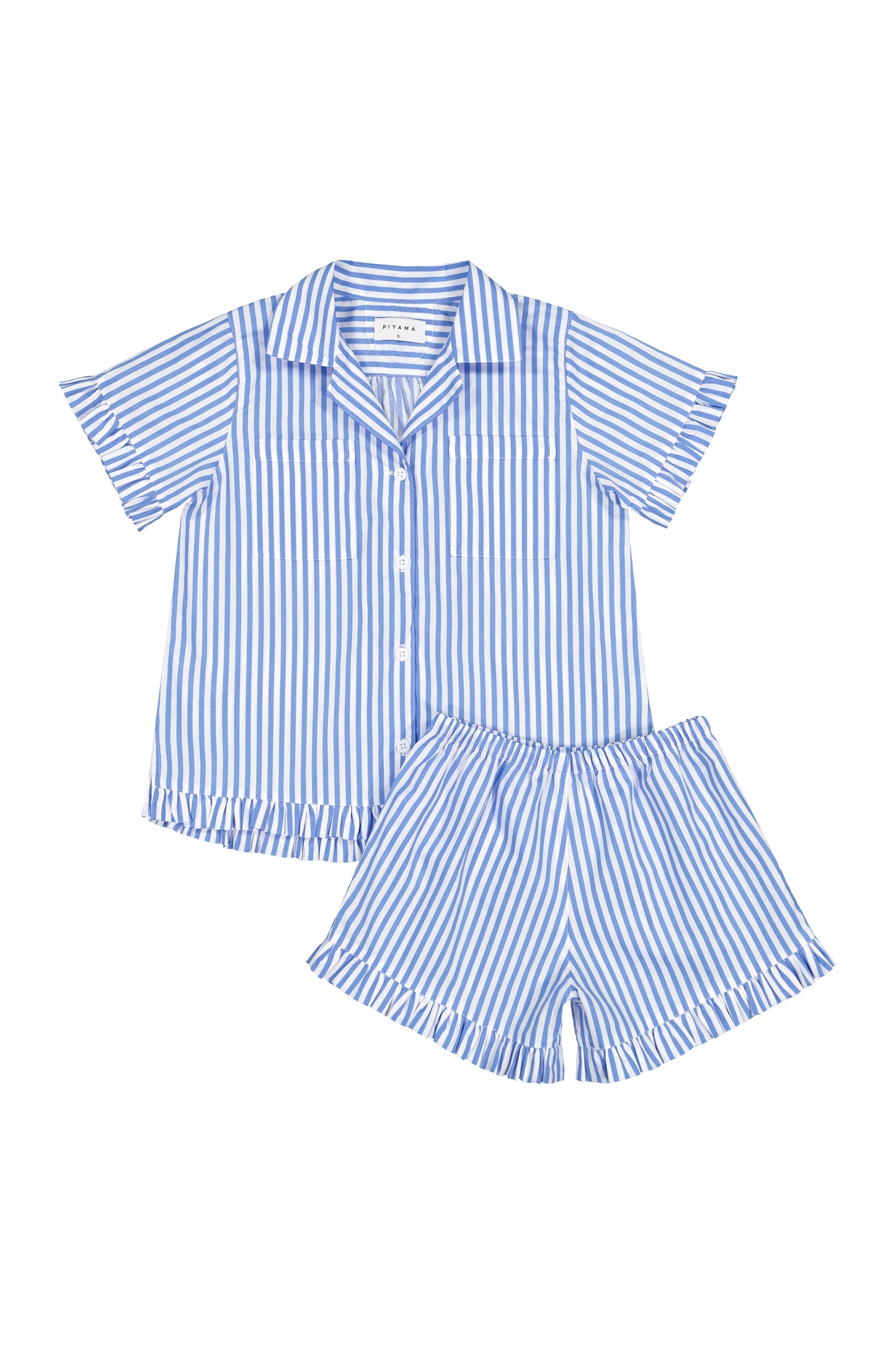 Girls Felicity Frill Set - Pinstripe Blue
