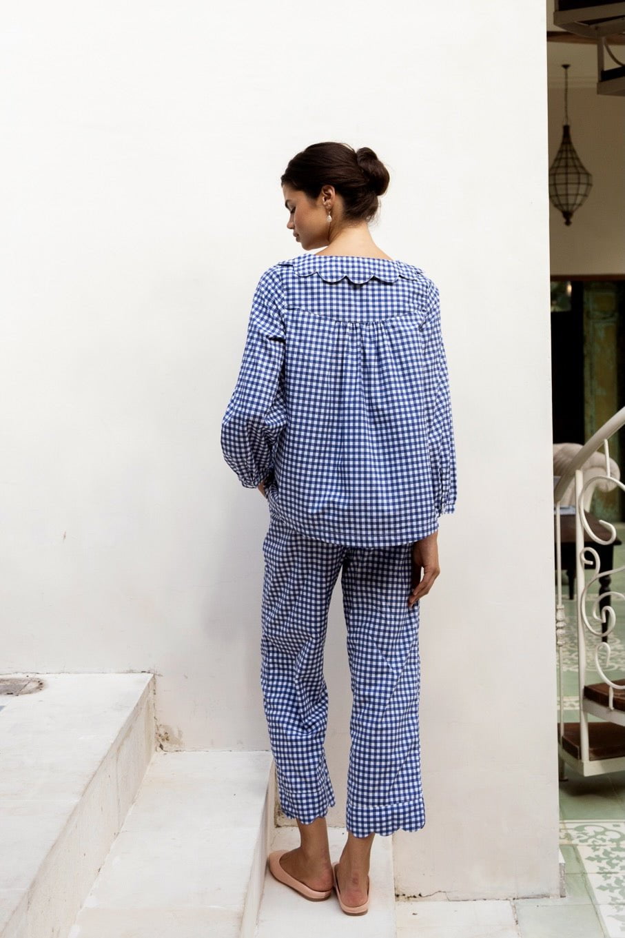 Penelope Sleep Set - Long - Gingham - Navy