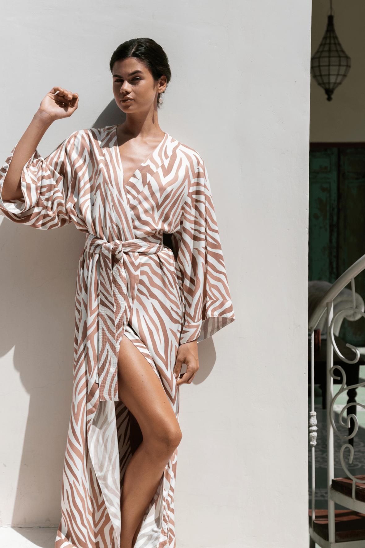 Alice Kimono Robe - Long - ECOVERO™ - Zebra