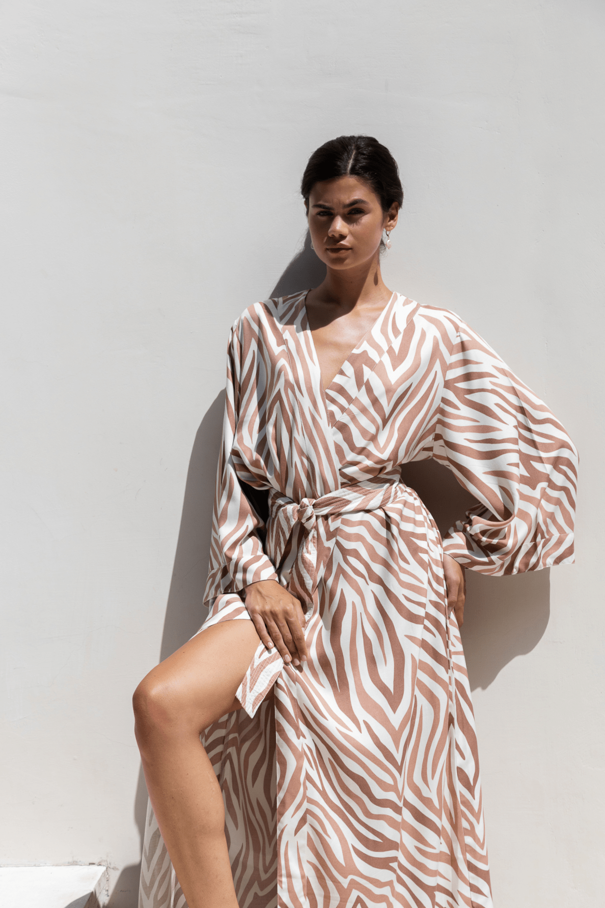 Alice Kimono Robe - Long - ECOVERO™ - Zebra