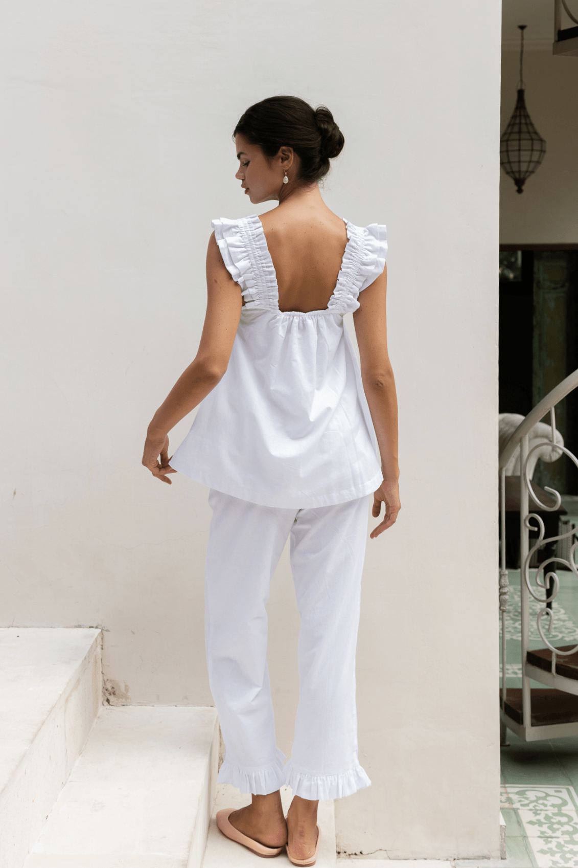 Nicolette Sleep Set - Pants - White Washed Cotton