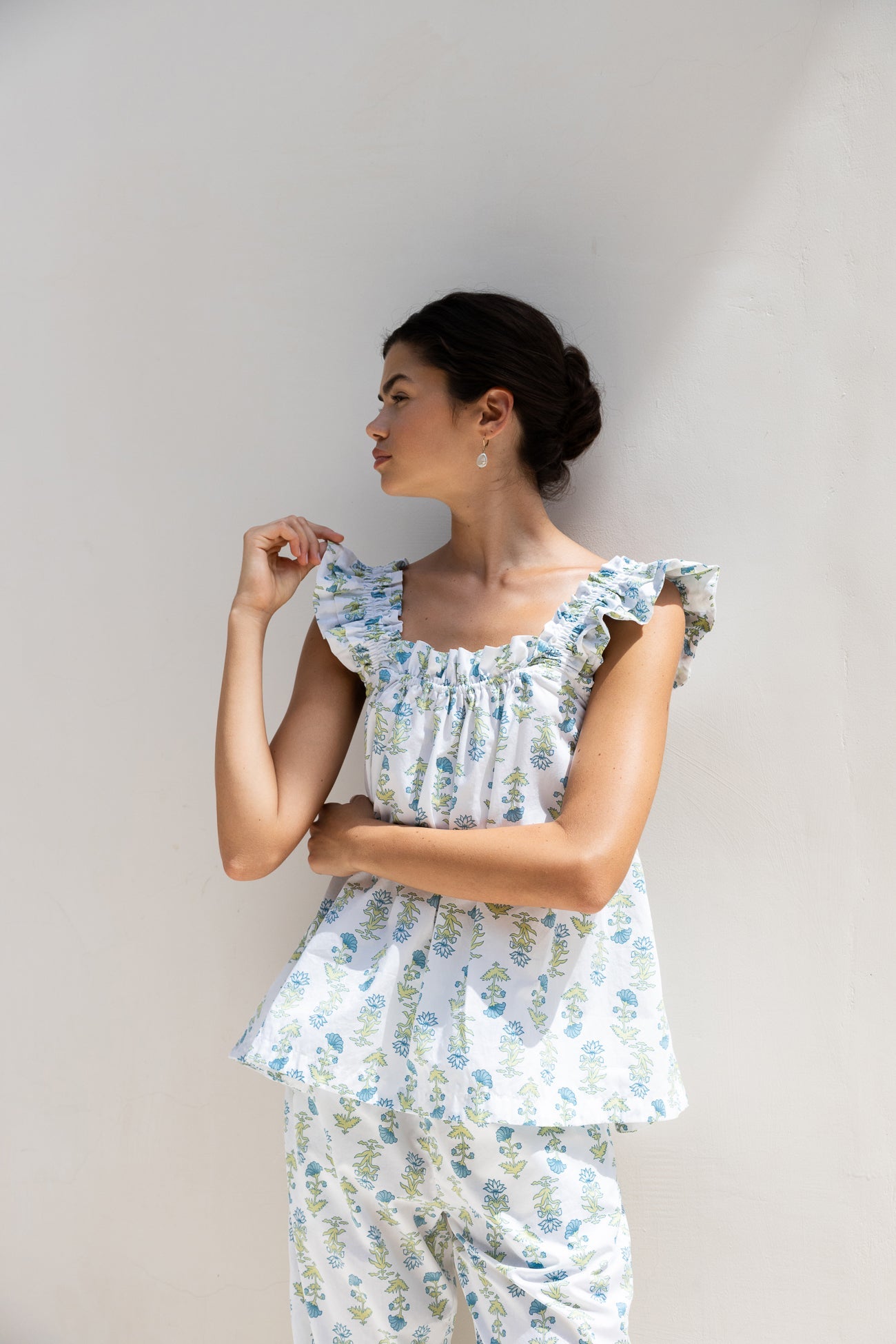 Nicolette Sleep Set - Pants - Lotus Flower - Blue