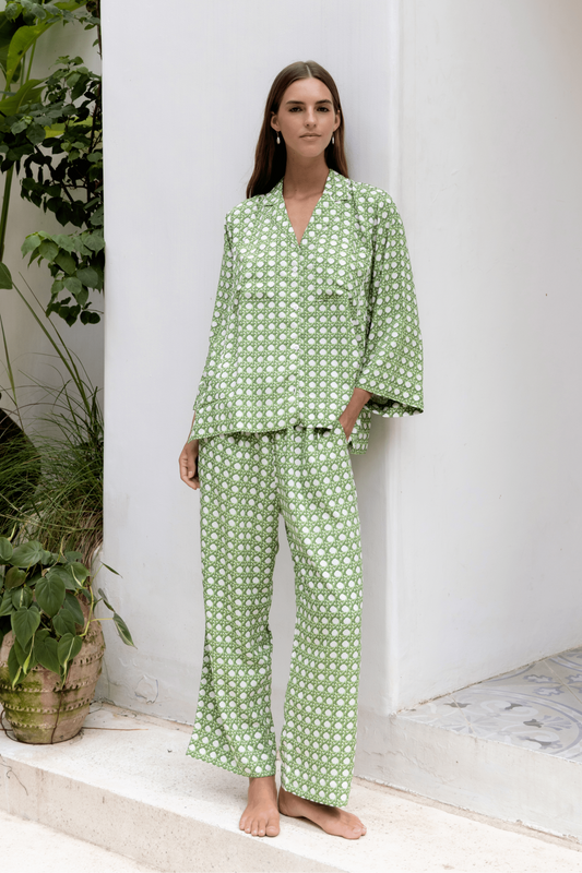 Peta Sleep Set - Long - ECOVERO™ - Rattan Green