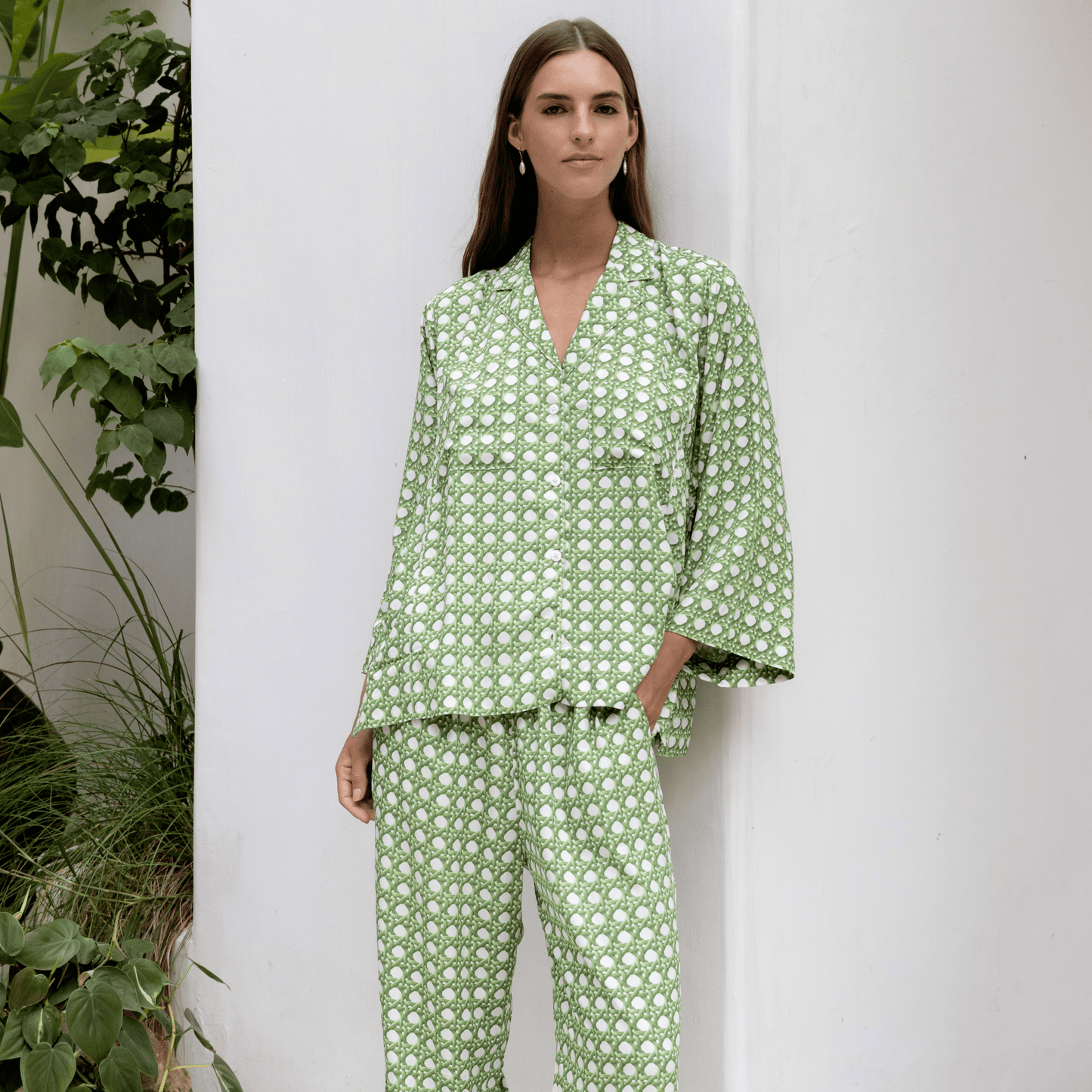 Peta Sleep Set - Long - ECOVERO™ - Rattan Green