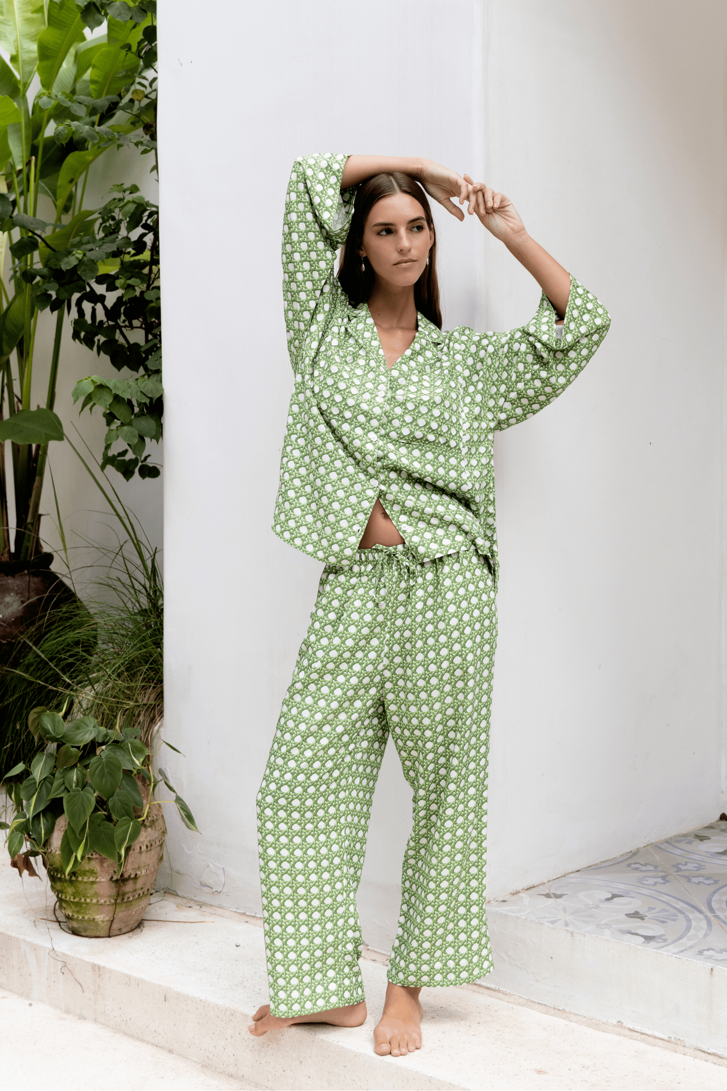 Peta Sleep Set - Long - ECOVERO™ - Rattan Green