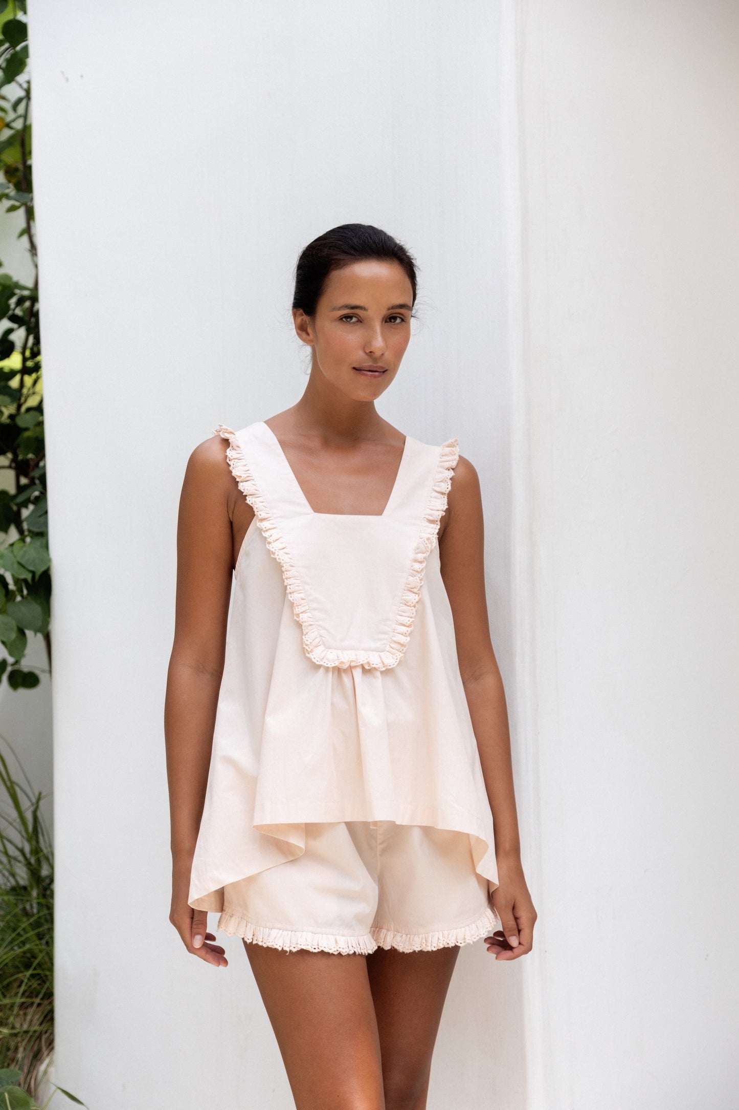 Elsie Sleep Set - Cotton - Nude + Trim