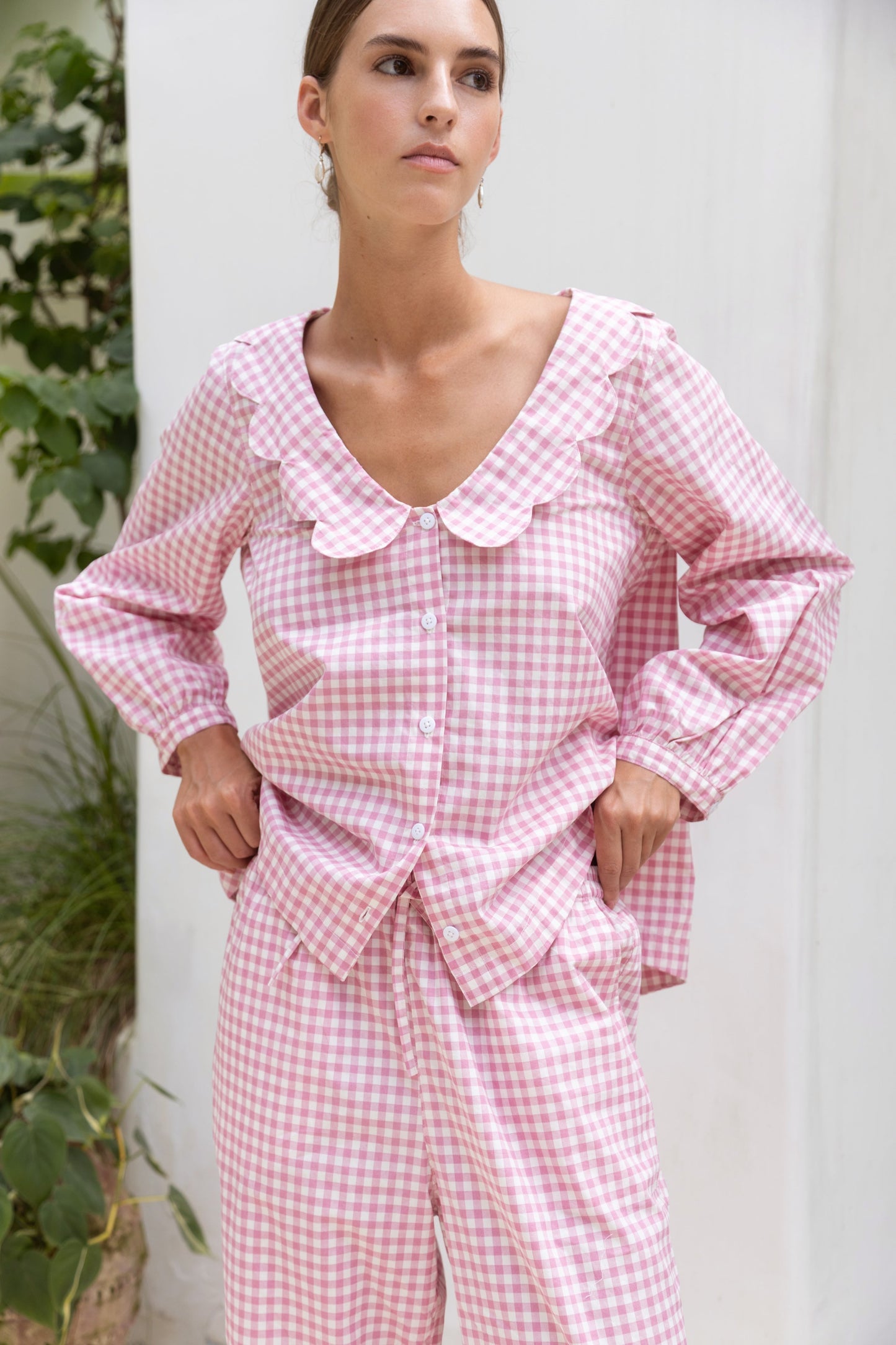 Penelope Sleep Set - Long - Gingham - Berry