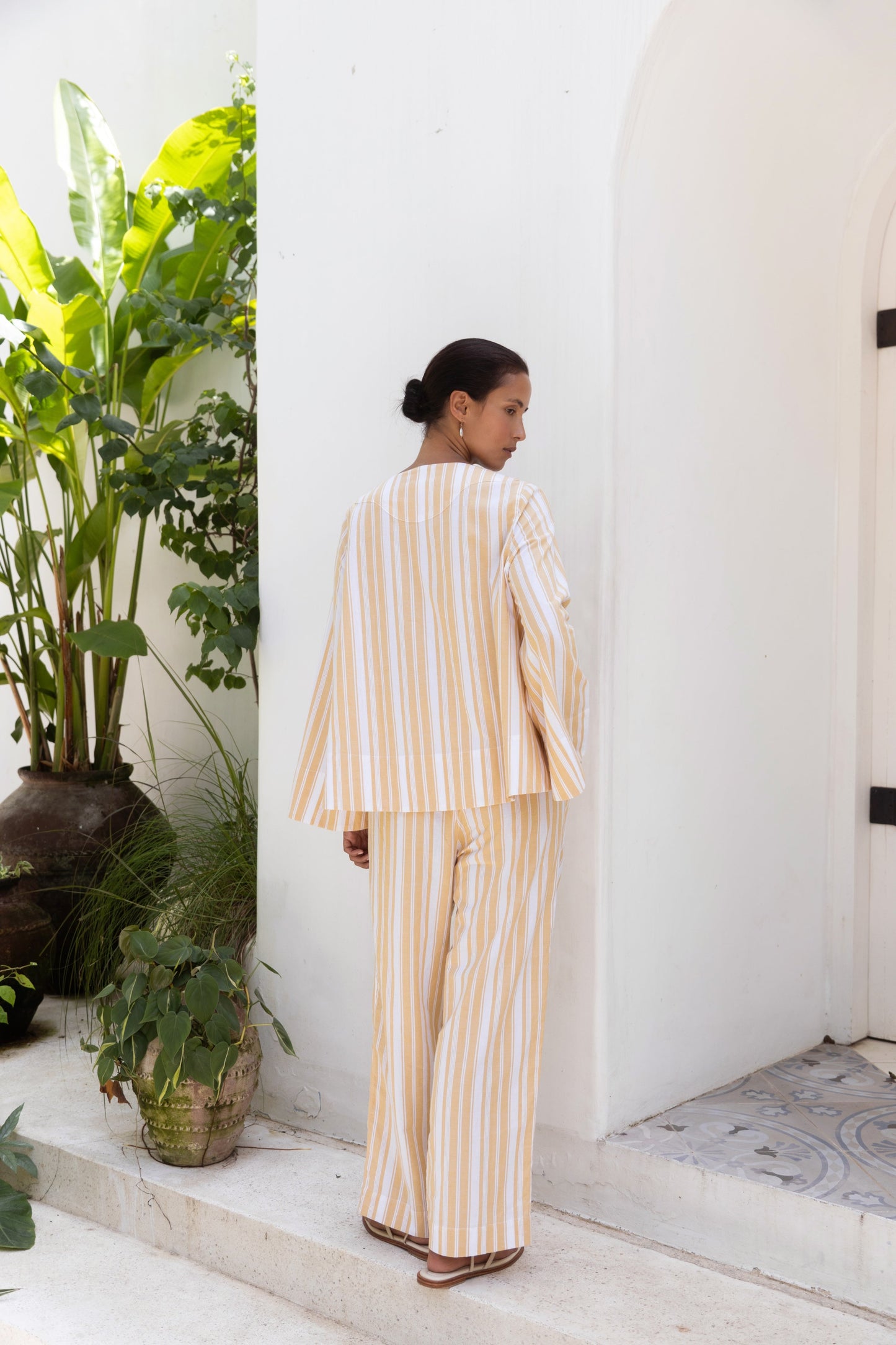 Kaftan Resort Set - Pants - Stripe Apricot