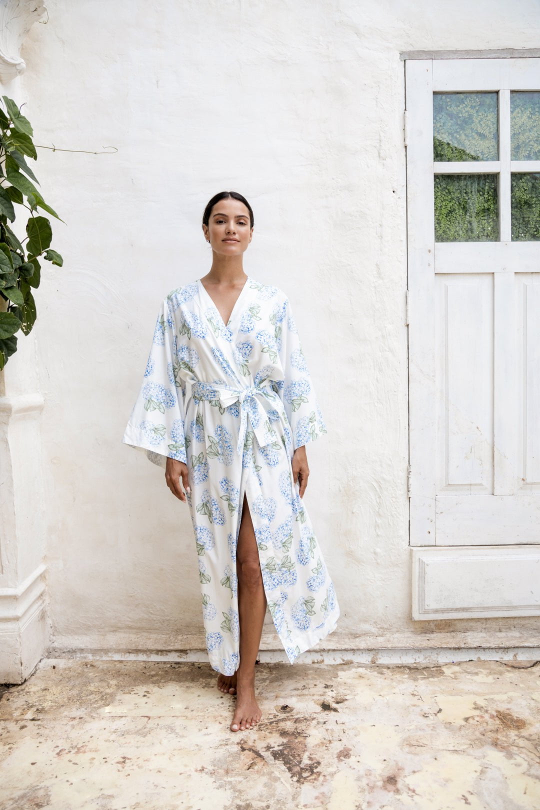 Alice Kimono Robe - Long - Hydrangea Blue