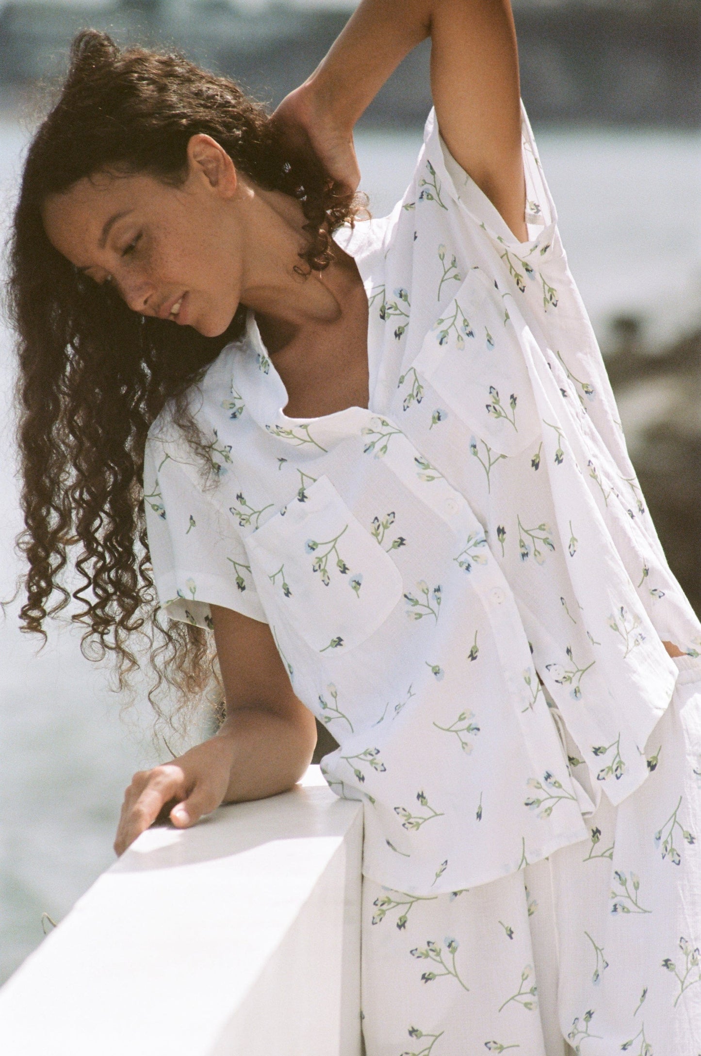 Maggie Pyjama Set - Long Pants - Lyocell Linen - Bluebell