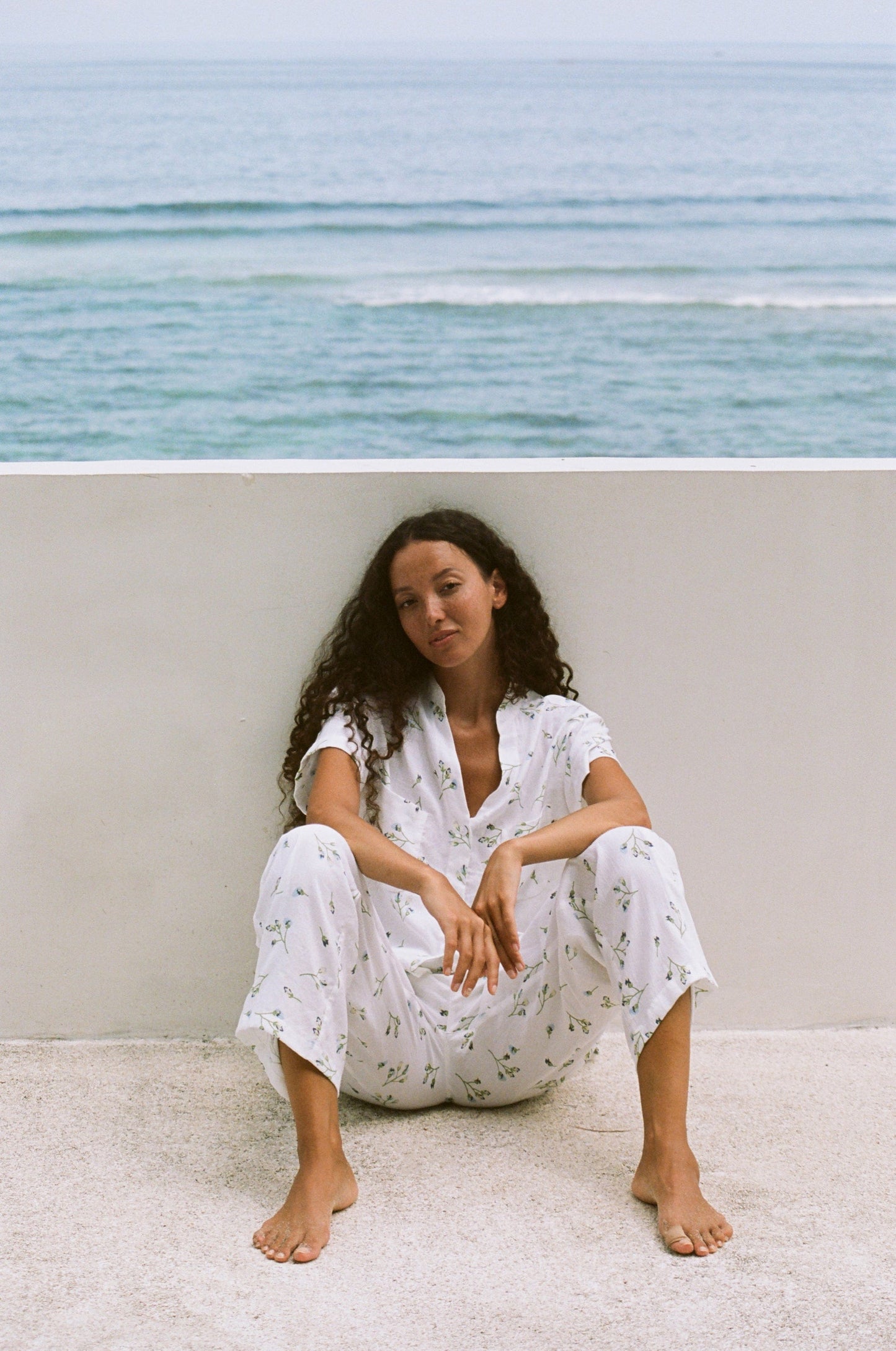 Maggie Pyjama Set - Long Pants - Lyocell Linen - Bluebell