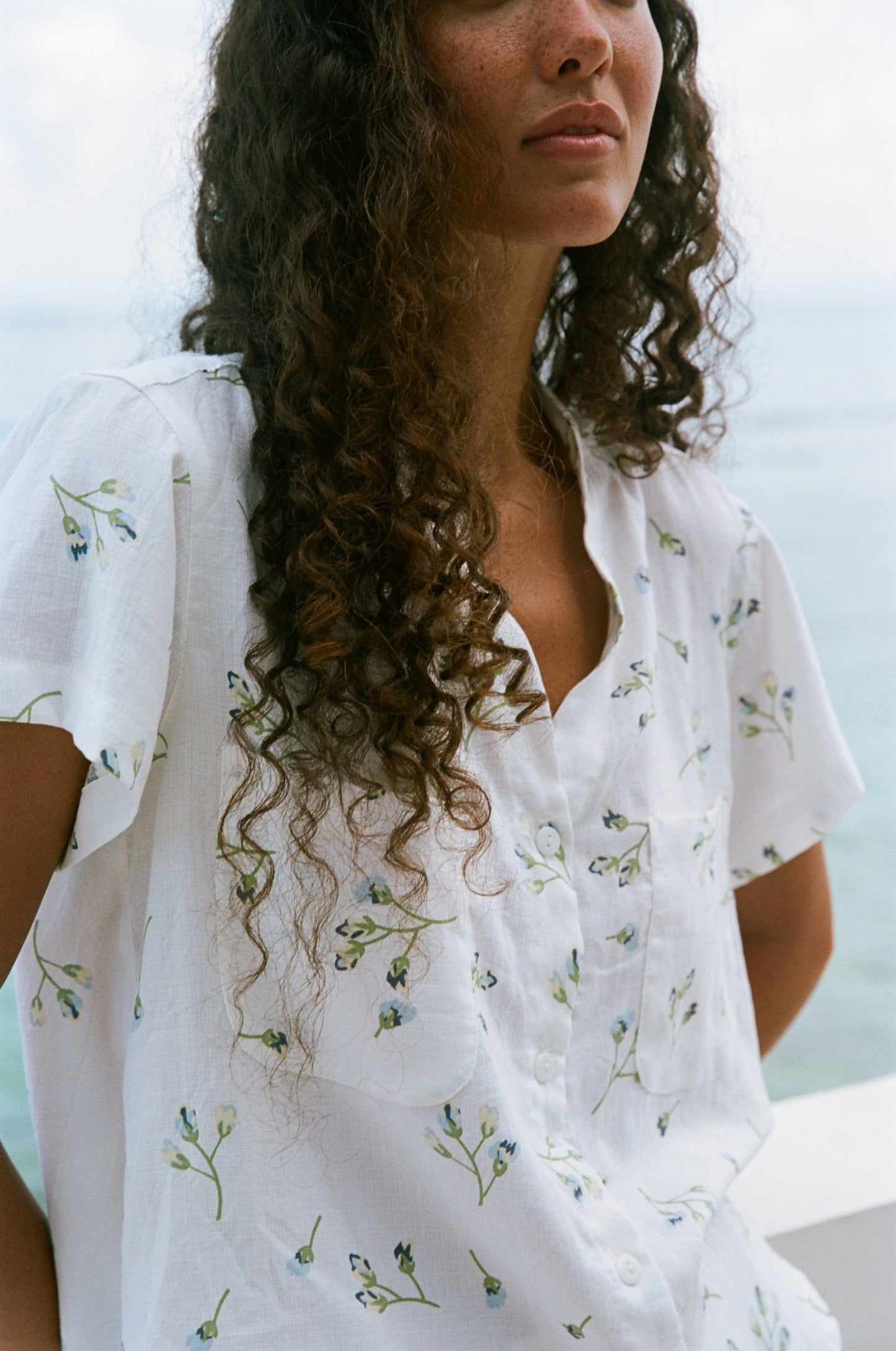 Maggie Pyjama Set - Long Pants - Lyocell Linen - Bluebell