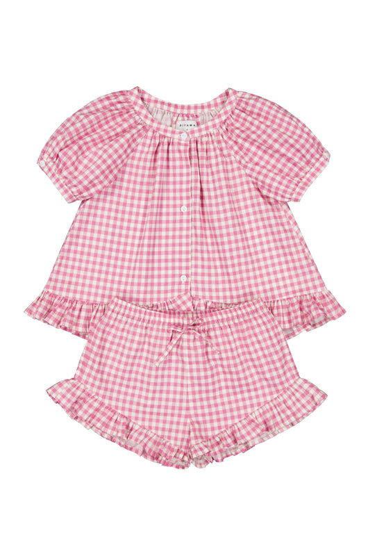 Girls Sophie Sleep Set - Cotton - Gingham Berry