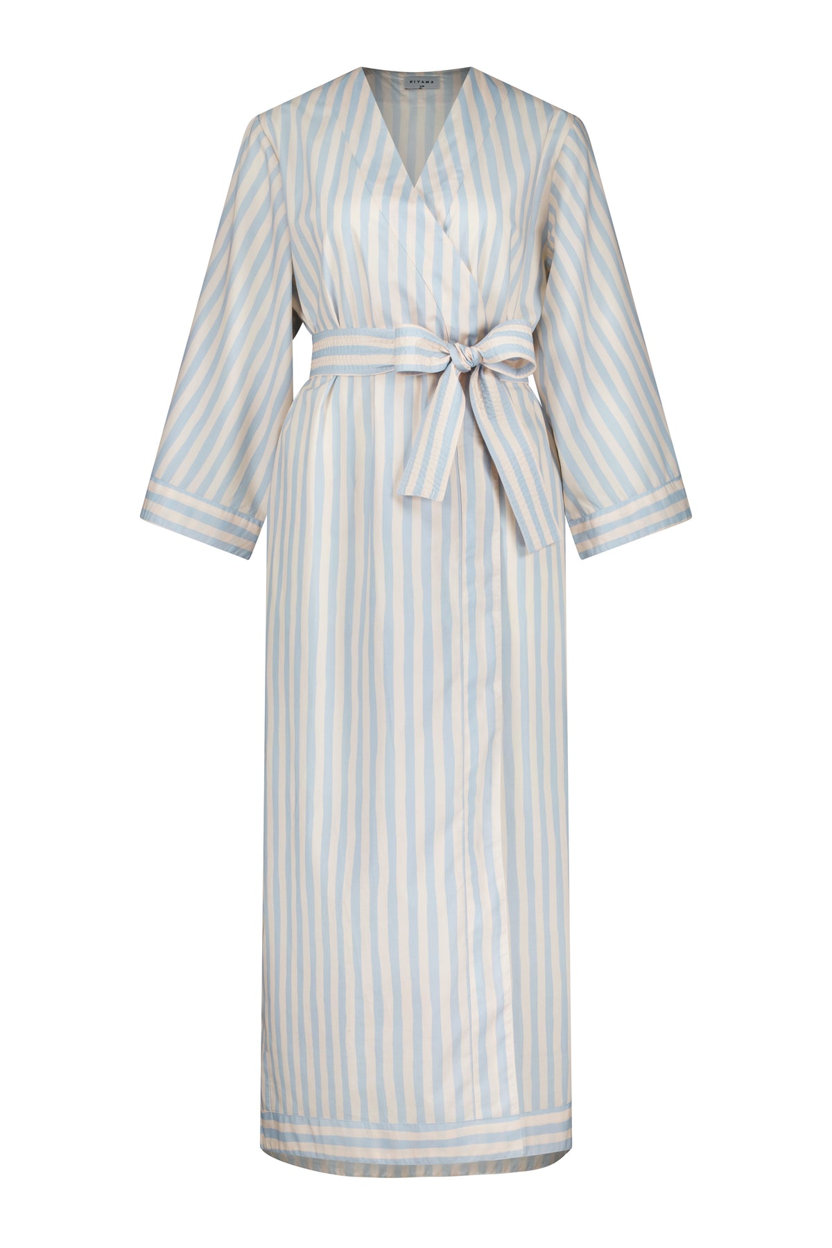 Alice Kimono Robe - Freehand Stripe - Milky Blue