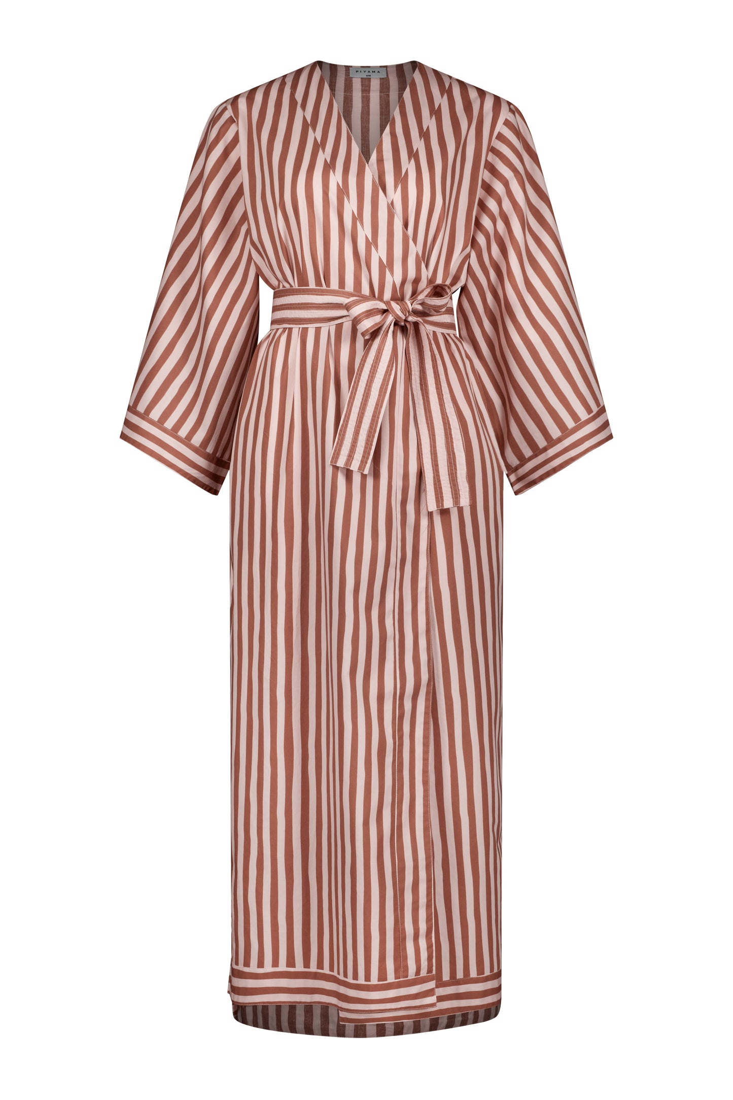 Alice Kimono Robe - Cotton Modal - Stripe Mocha
