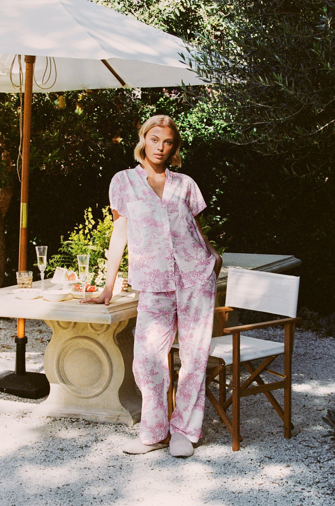 Maggie Pyjama Set - Long Pants - Summer Toile - Pink