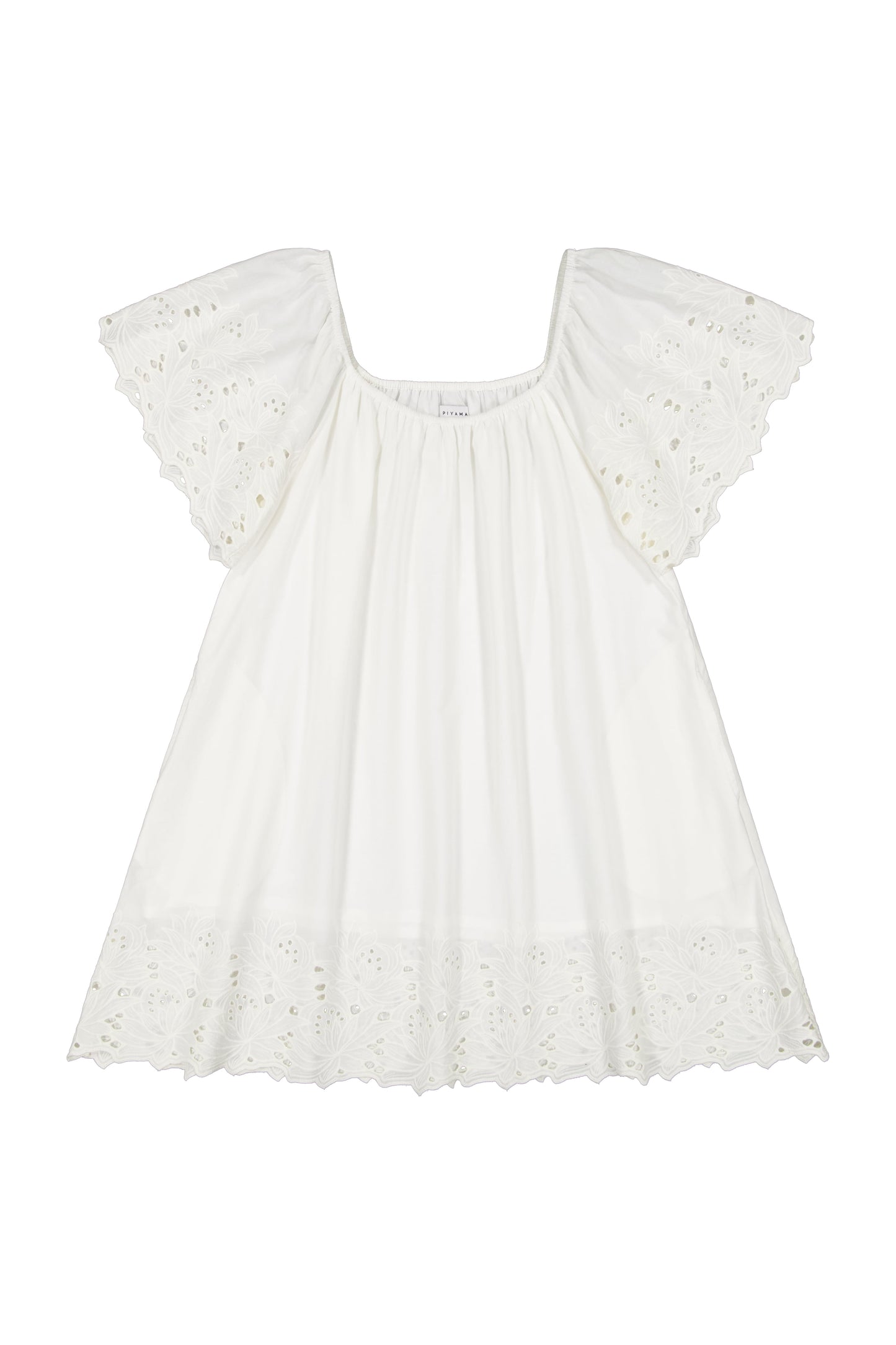 Betty Lounge Dress - Cotton Embroidery - Vanilla