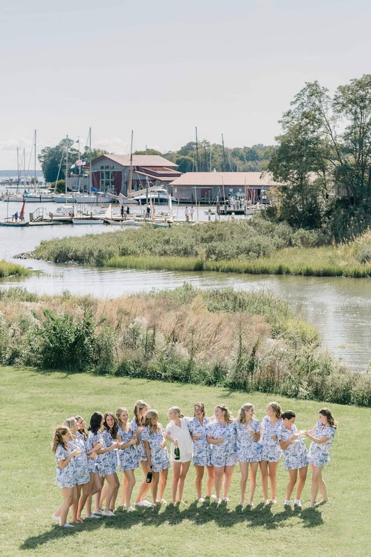 Maggie Pyjama Set - Summer Toile - Aegean Blue