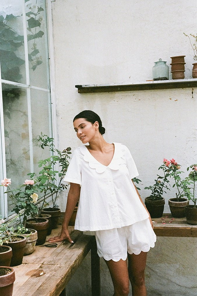 Penelope Sleep Set - Shorts - Cotton Modal - Off White