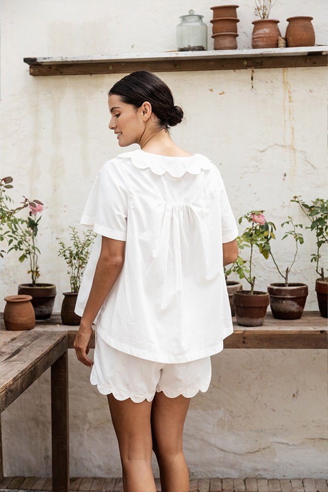 Penelope Sleep Set - Shorts - Cotton Modal - Off White