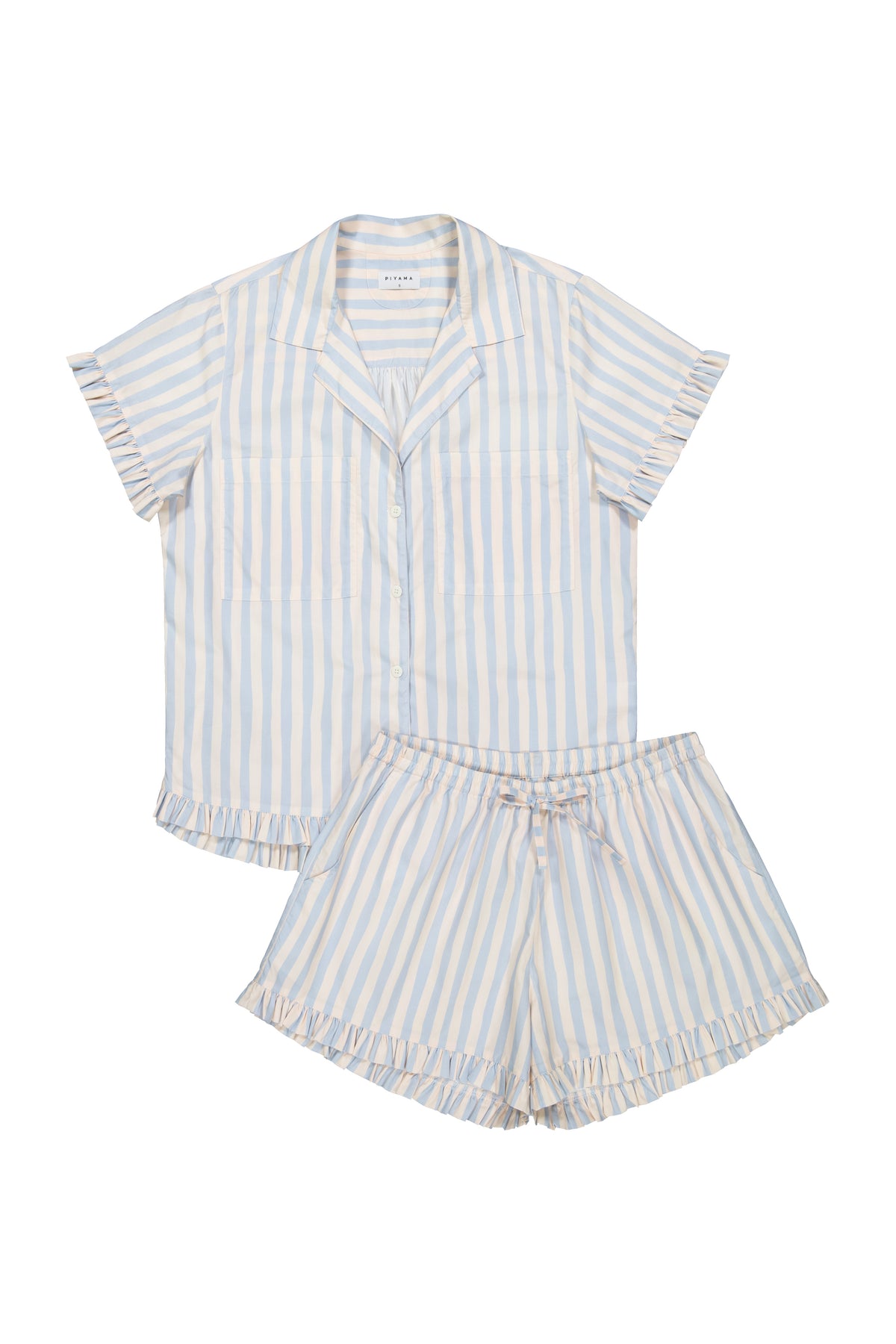 Felicity Frill Set - Freehand Stripe - Milky Blue