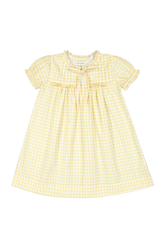 Girls Nightie - Cotton - Gingham Yellow