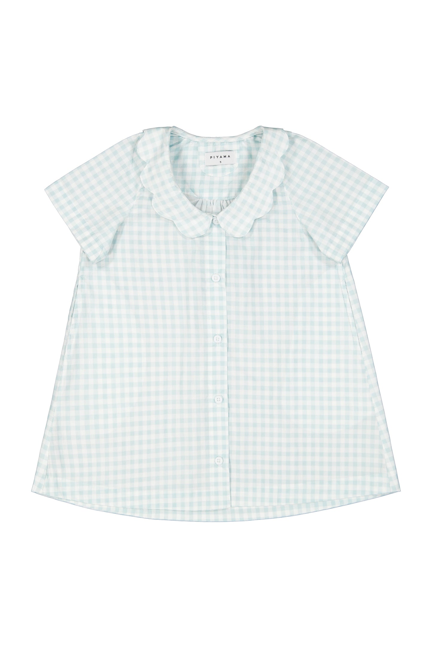 Girls Penelope Lounge Dress - Gingham Pale Blue
