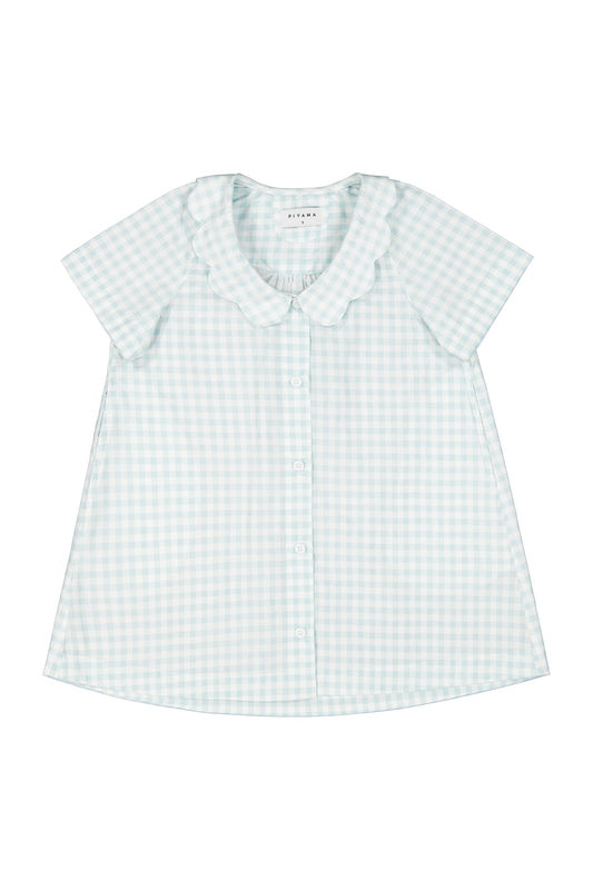 Girls Penelope Lounge Dress - Gingham Pale Blue