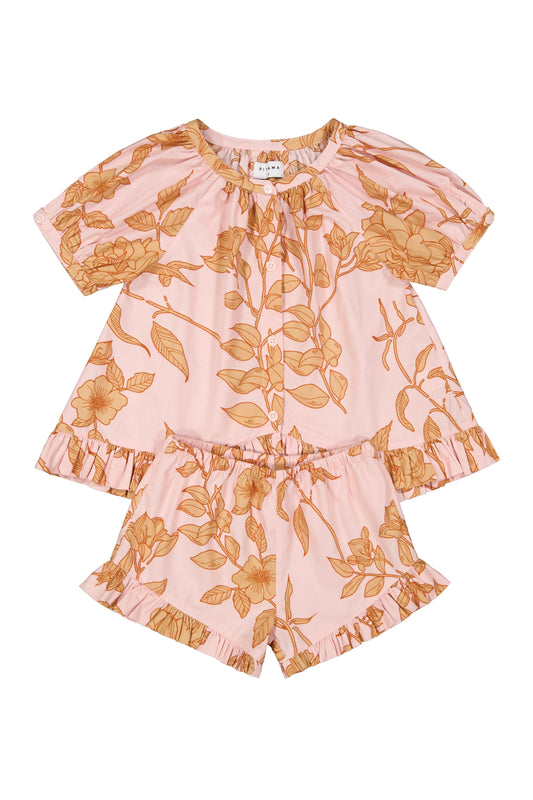 Girls Sophie Sleep Set - Cotton Modal - Romantic Floral Peach