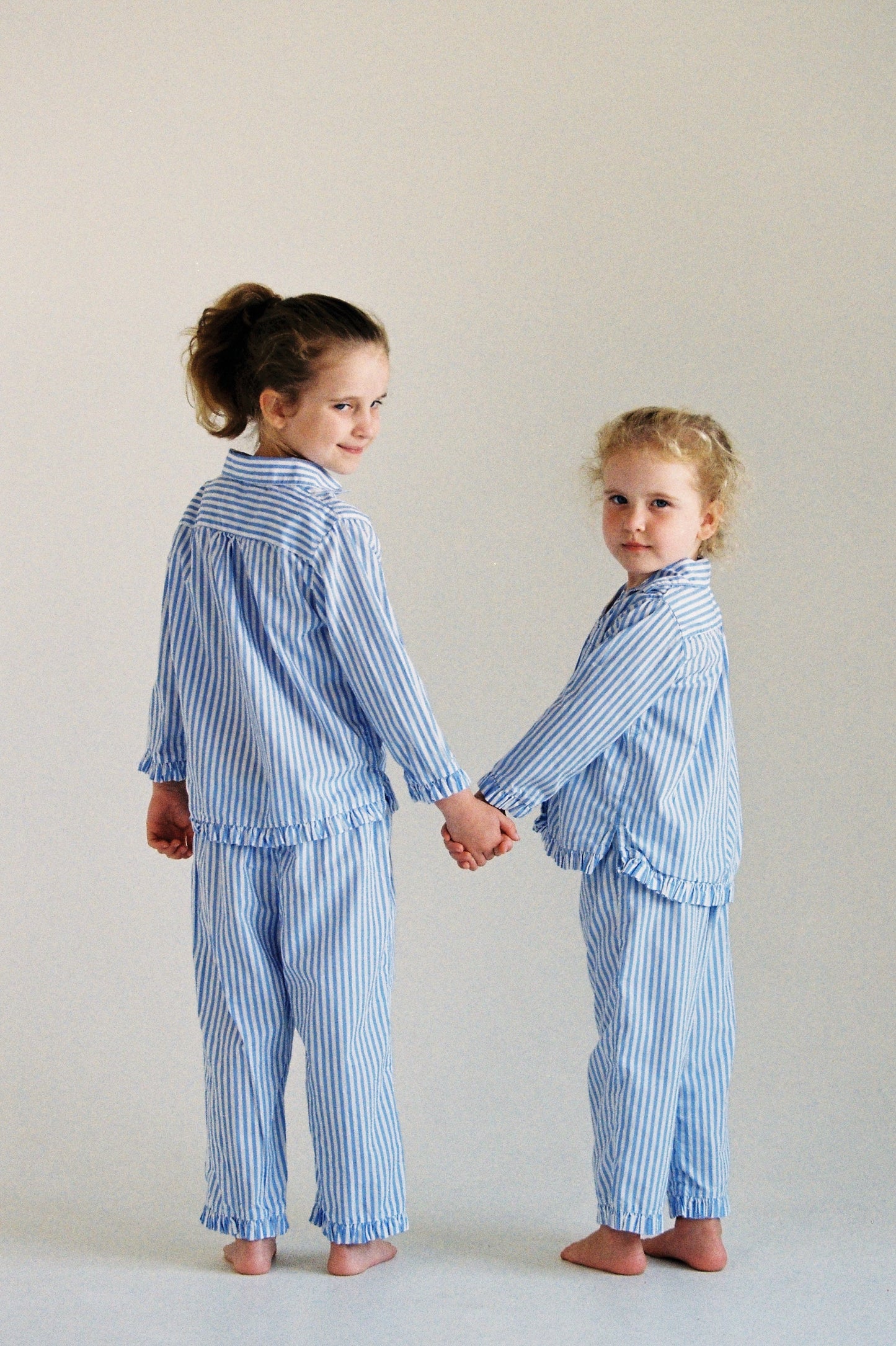 Girls Felicity Frill Set - Long - Pinstripe Blue