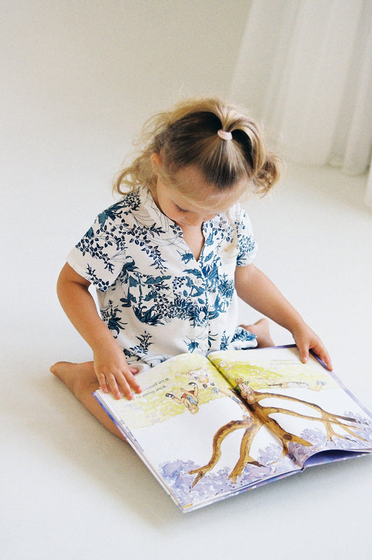 Girls Maggie Pyjama Set - ECOVERO™ - Summer Toile - Aegean Blue