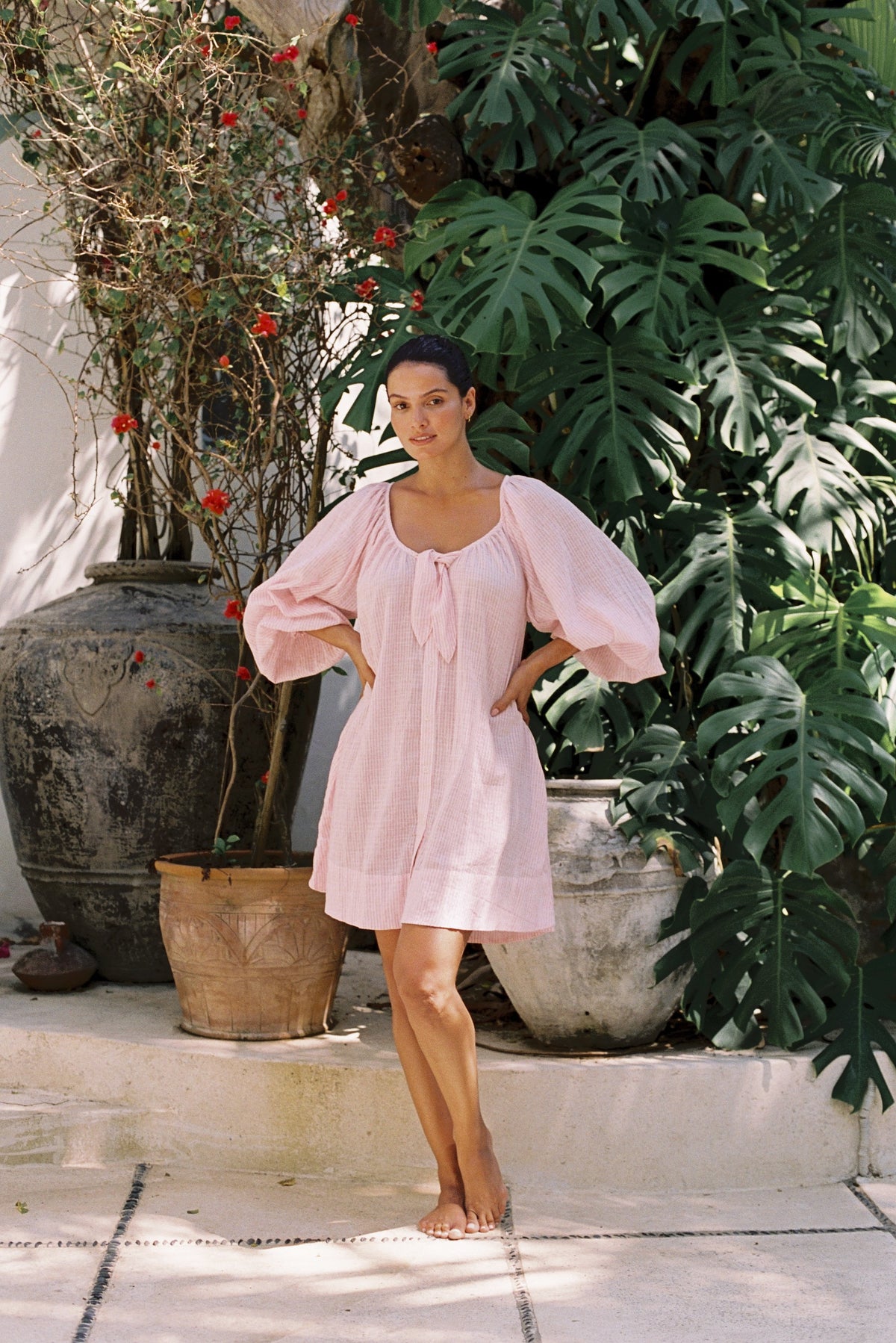 Heidi Resort Dress - Stripe Pink