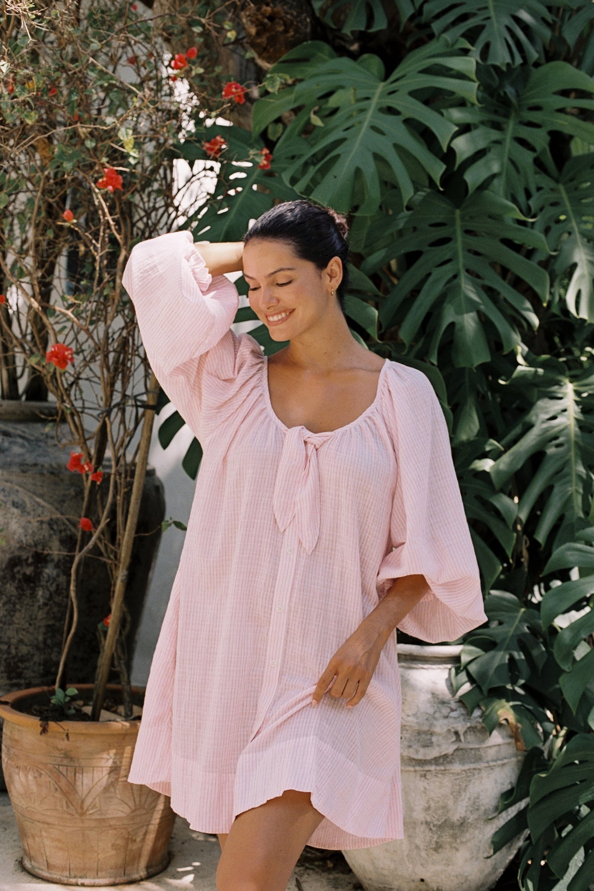 Heidi Resort Dress - Stripe Pink
