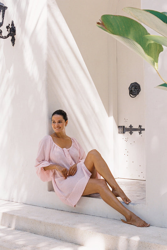Heidi Resort Dress - Stripe Pink