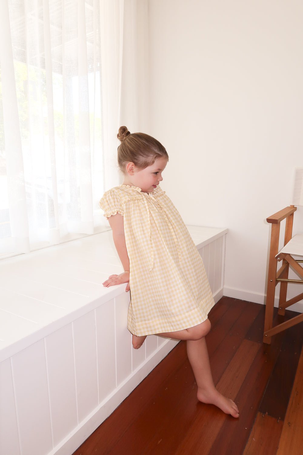 Girls Nightie - Cotton - Gingham Yellow