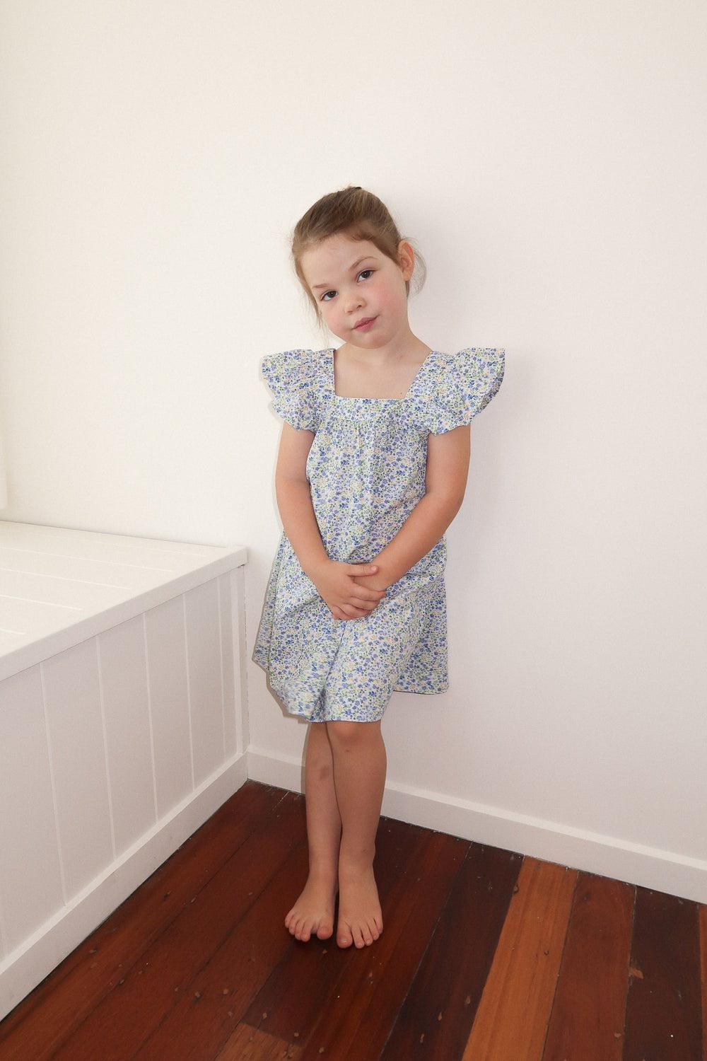 Girls Harriet Lounge Dress - Cotton - Floret Blue