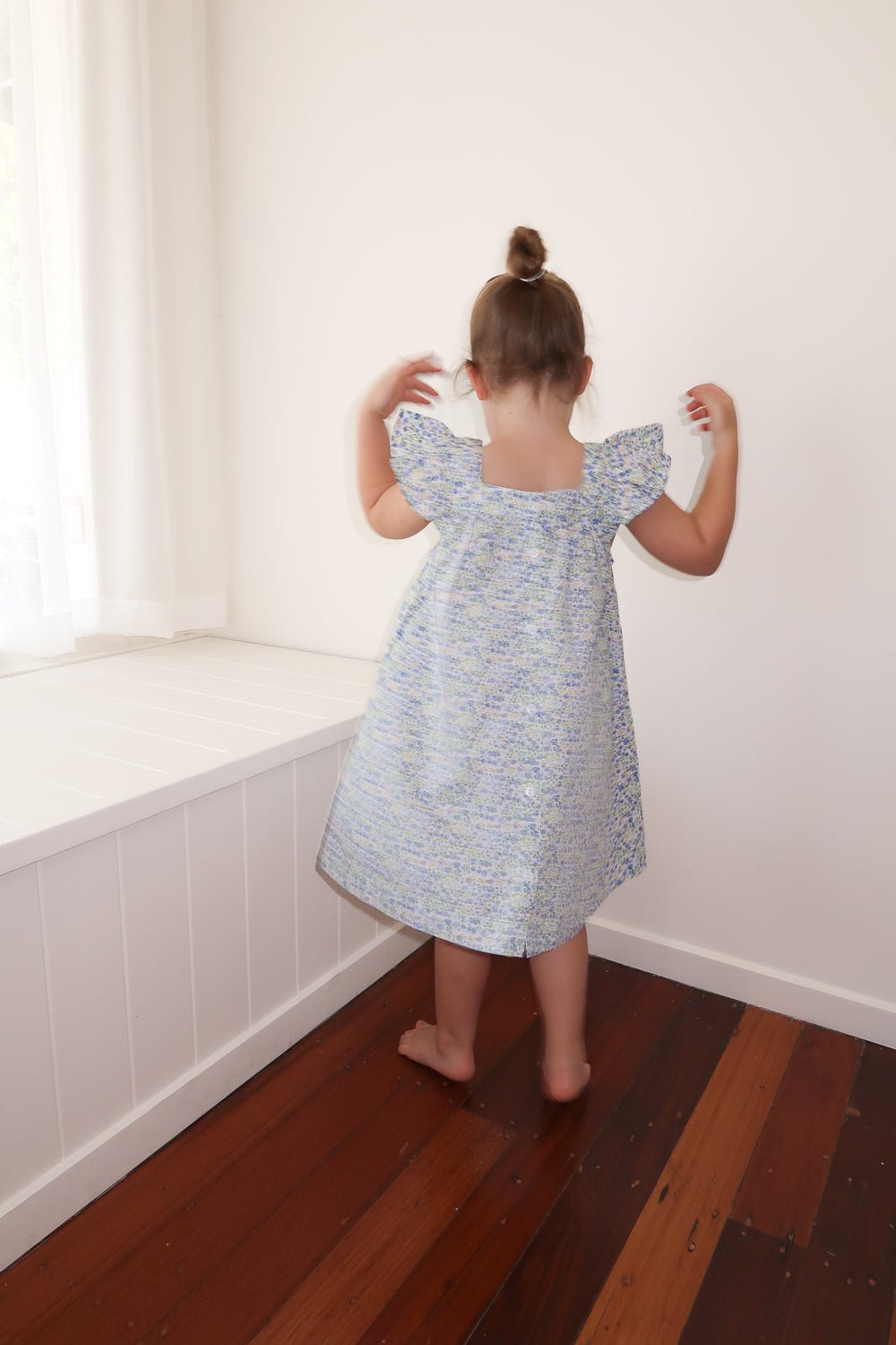 Girls Harriet Lounge Dress - Cotton - Floret Blue