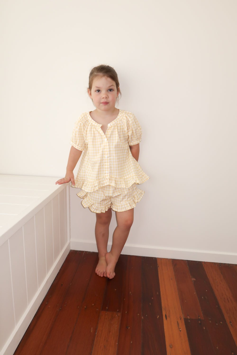 Girls Sophie Sleep Set - Cotton - Gingham Yellow