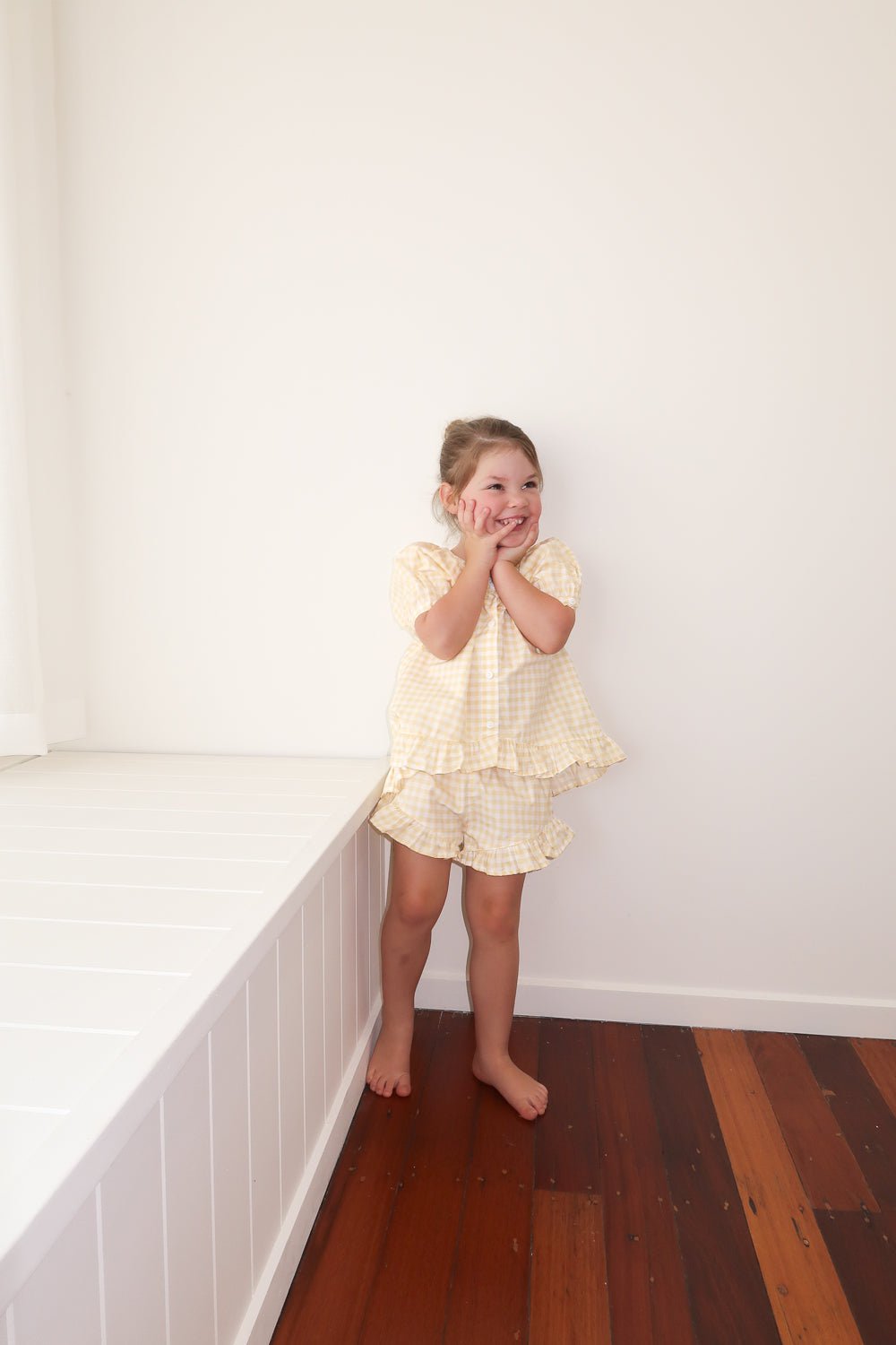 Girls Sophie Sleep Set - Cotton - Gingham Yellow