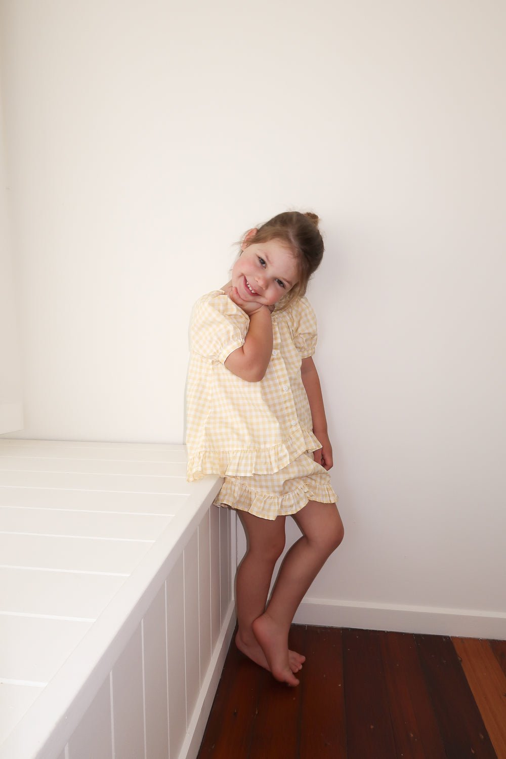 Girls Sophie Sleep Set - Cotton - Gingham Yellow